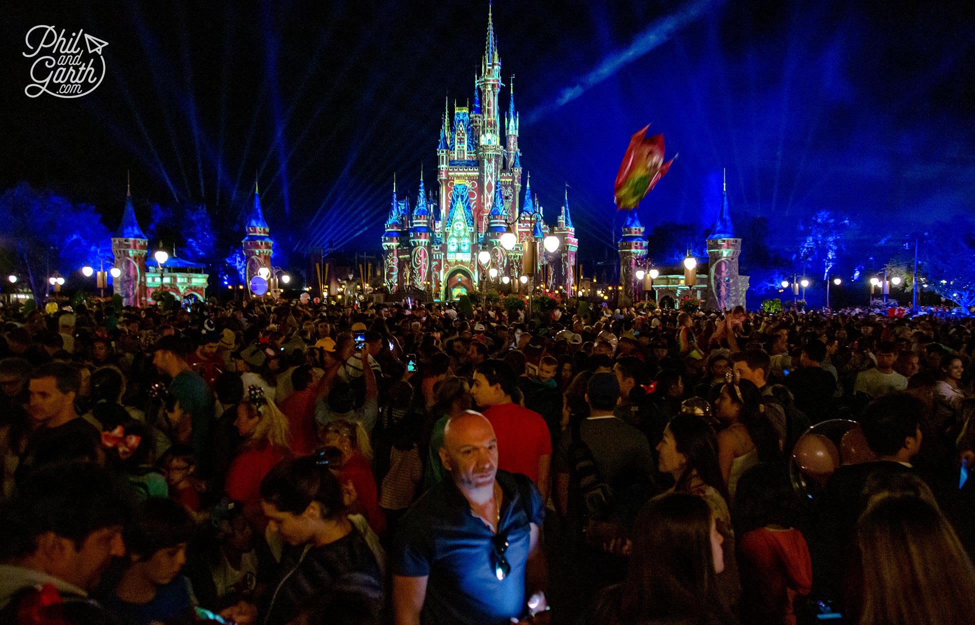Find a spot amongst the crowds to watch the Happily Ever After Fireworks Show