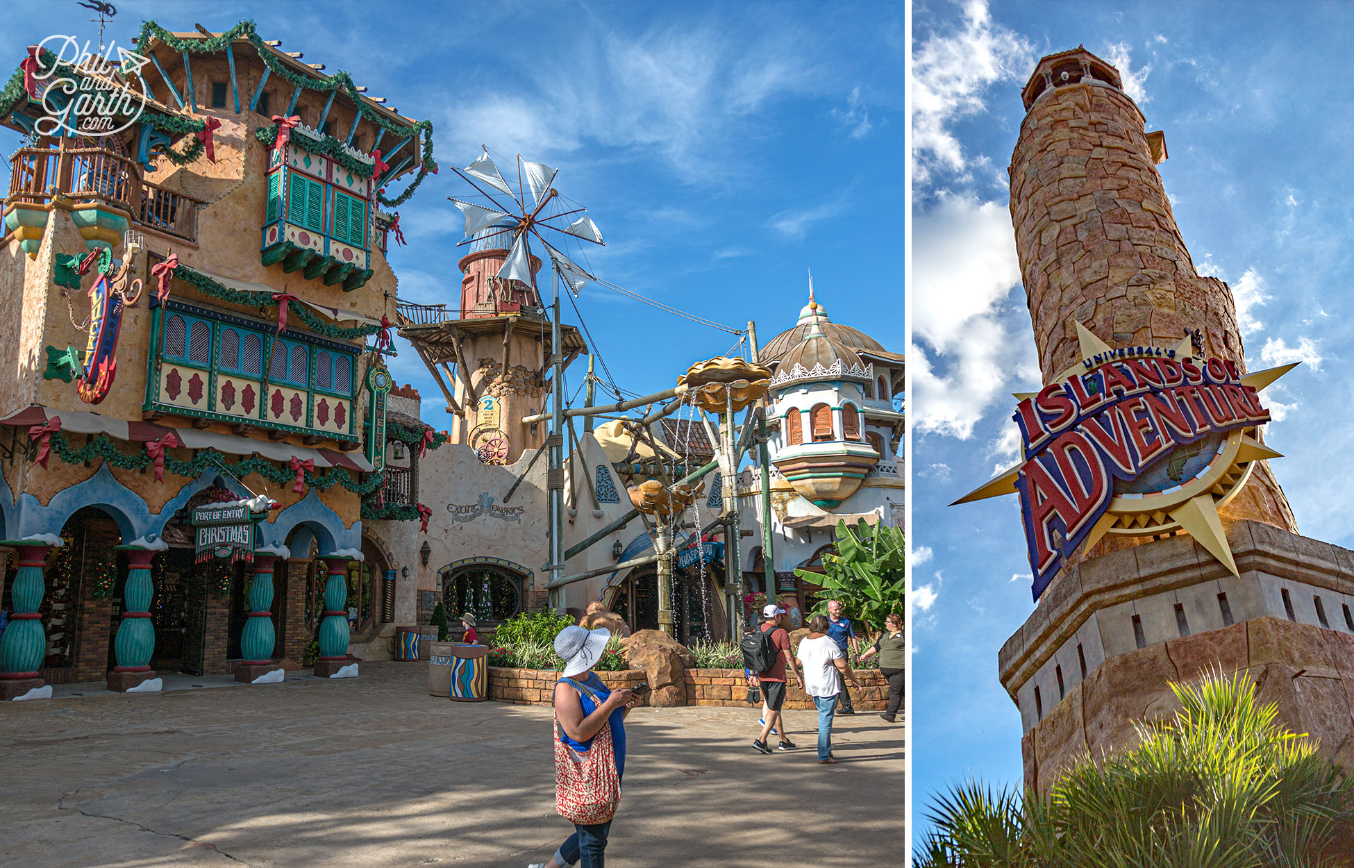 Universal Islands of Adventure. This scene is from Port Of Entry, where you enter the park