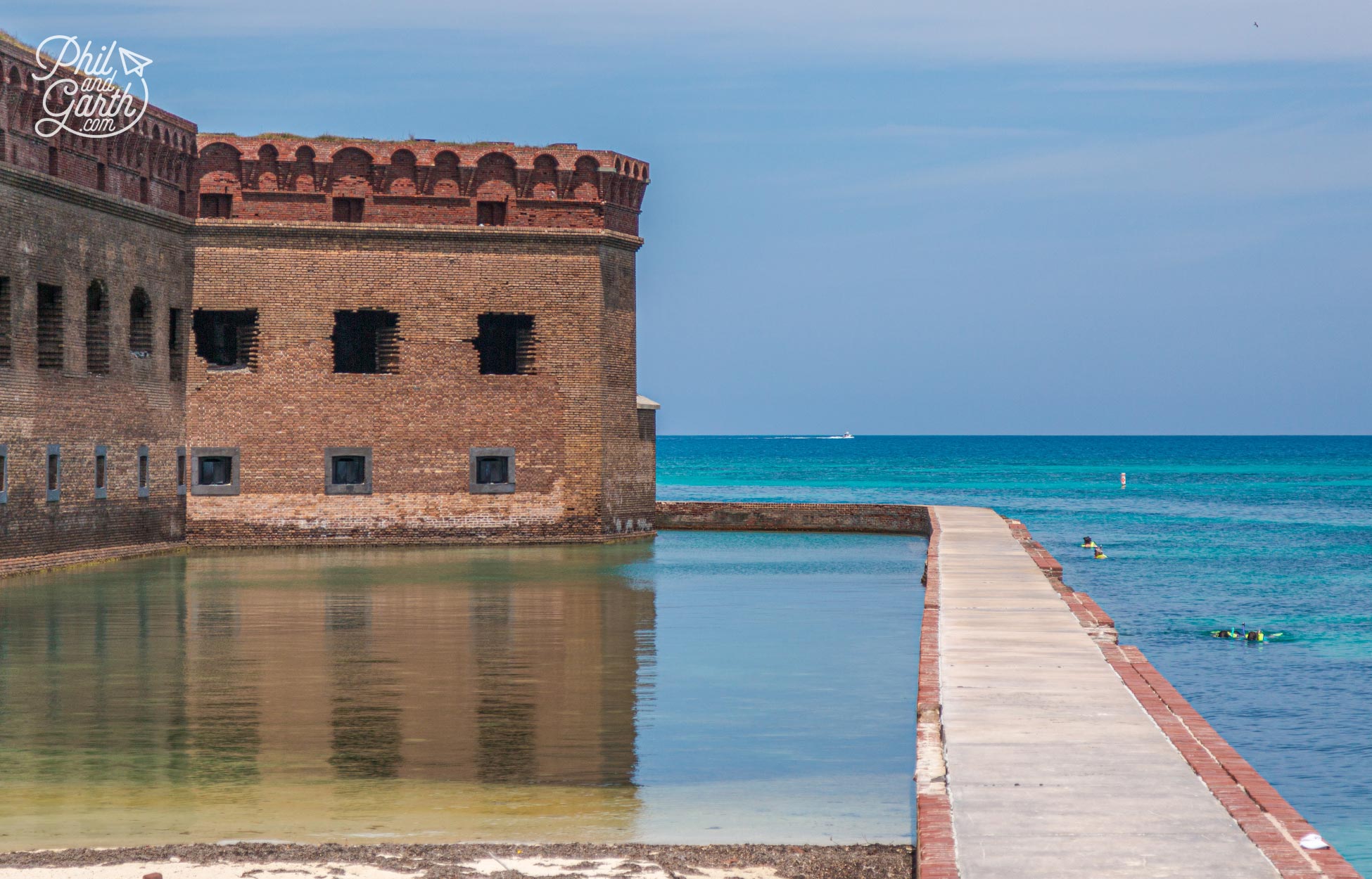 The seawall and moat surrounding Fort Jefferson