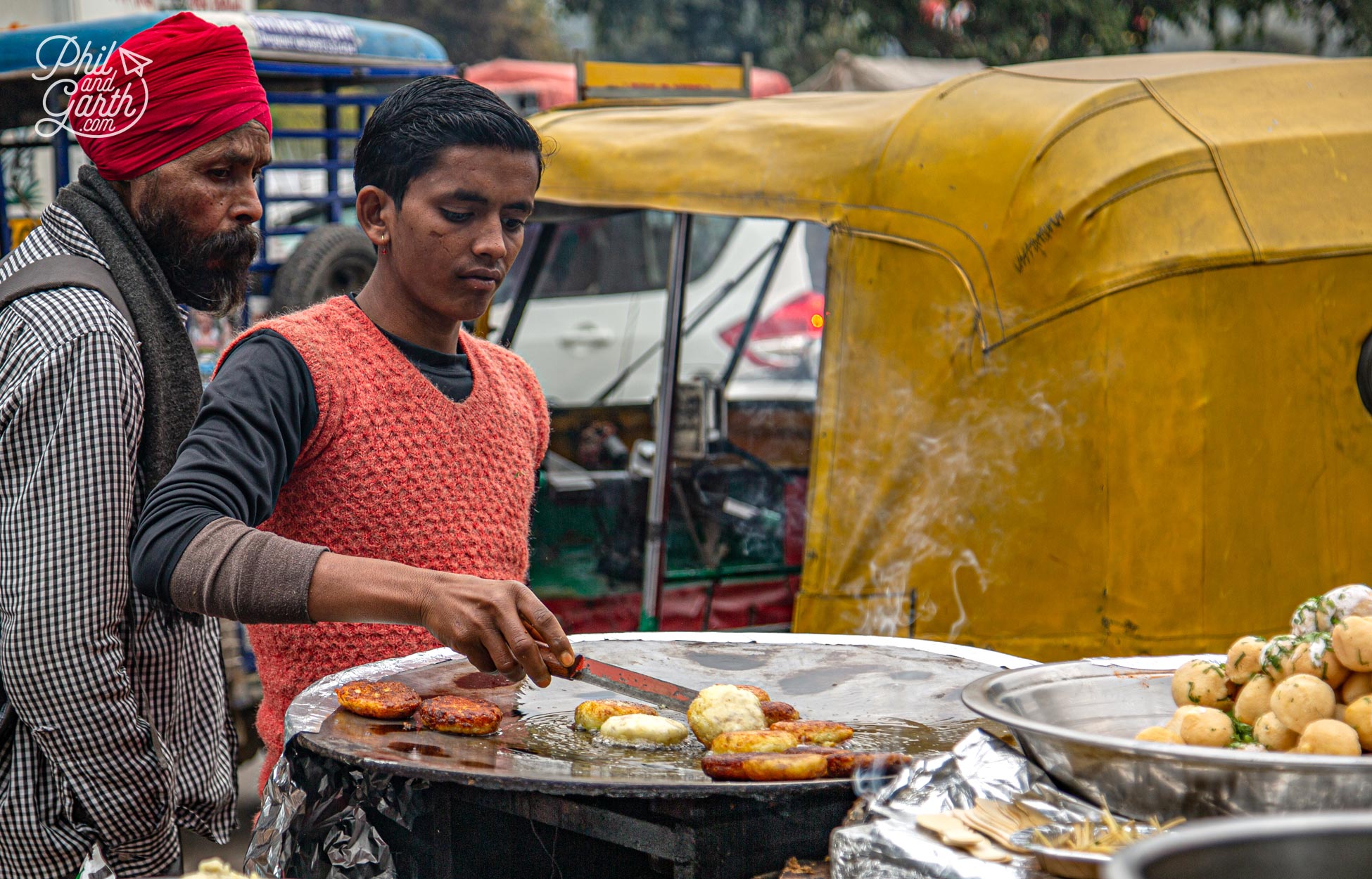 A street food vendor in Old Delhi