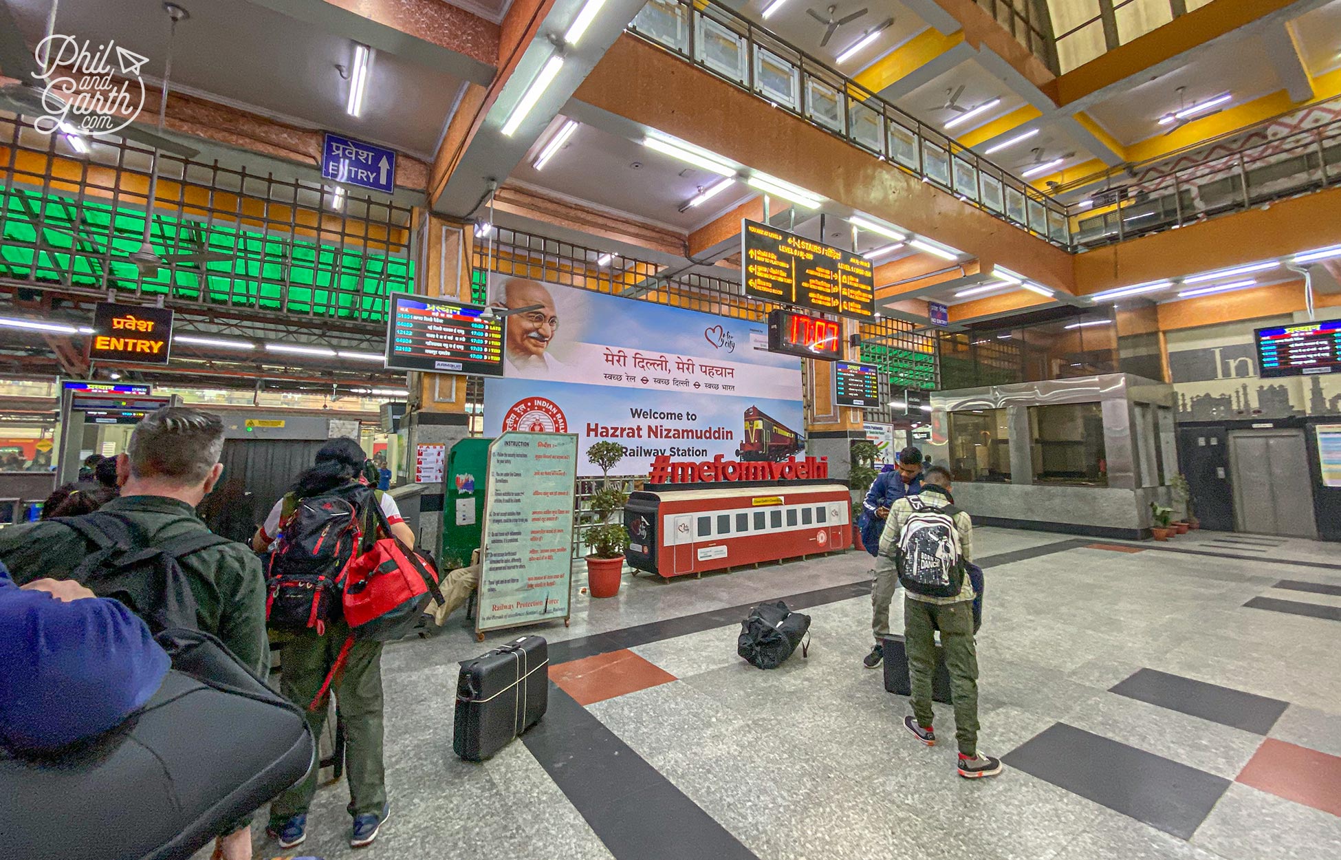 Going through the aiport style security at South Delhi's Hazrat Nizamuddin railway station