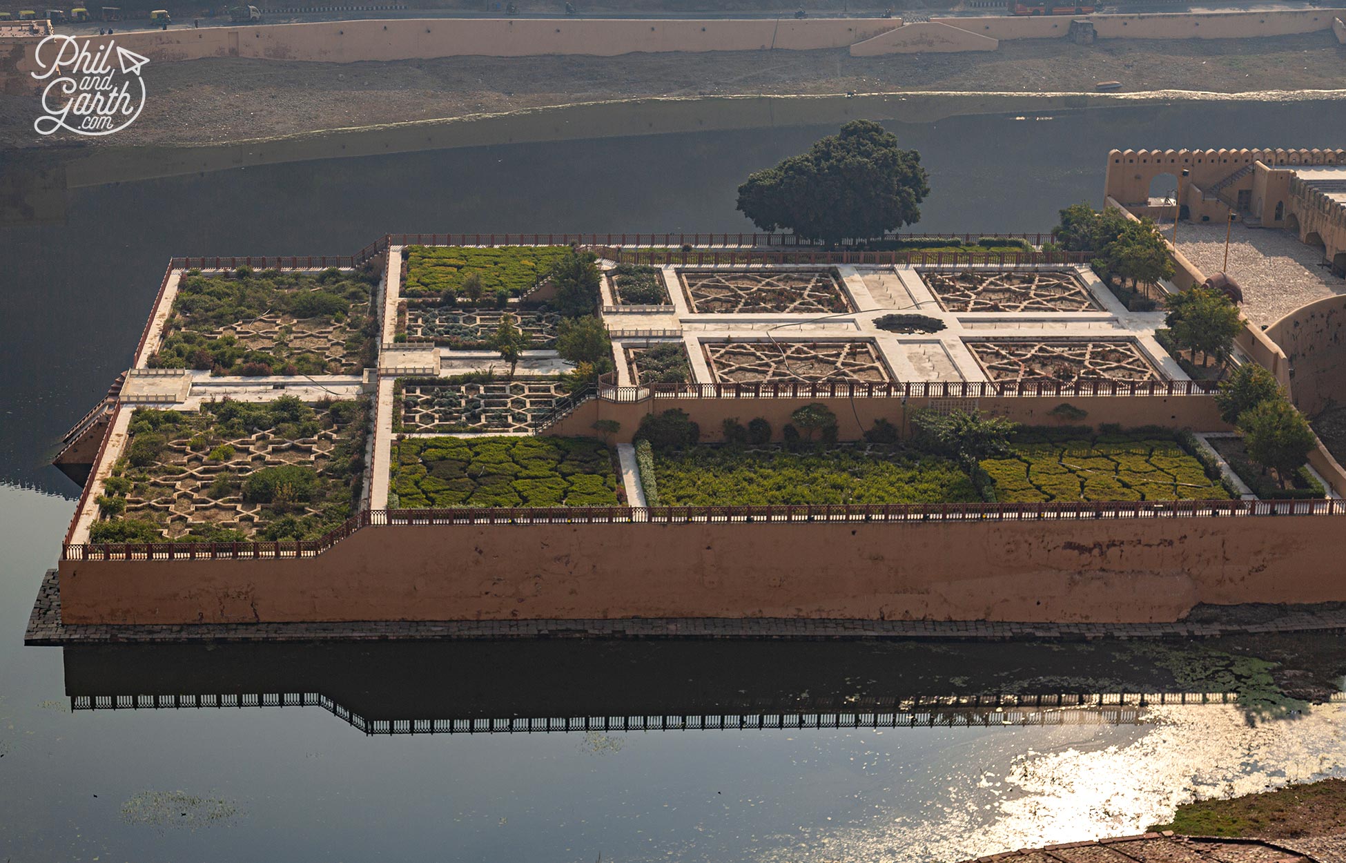 Looking down on the paradise garden in Maota Lake which was the main source of water for Amber Fort