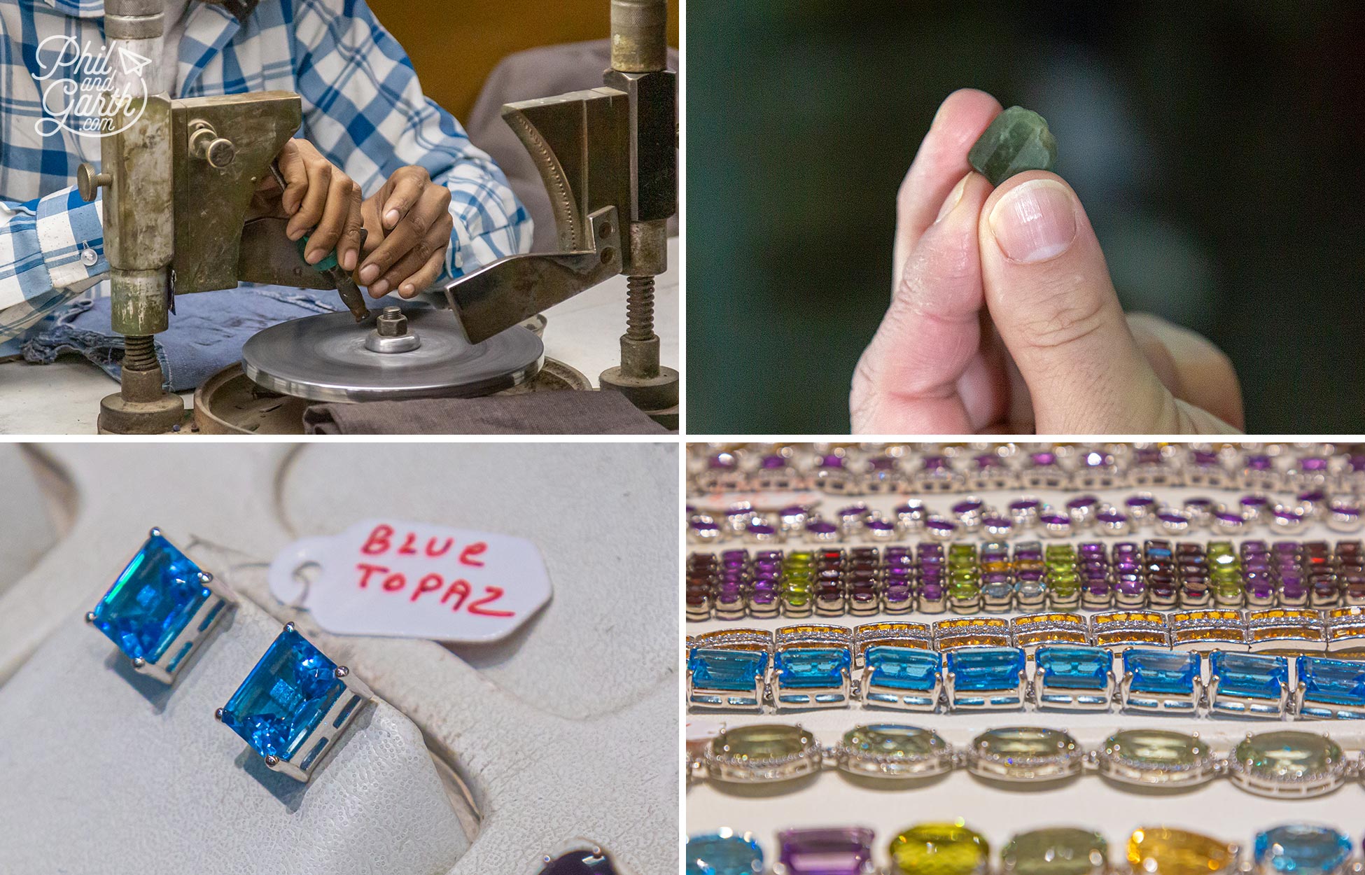 Seeing the process of making gemstone jewellery and Phil holding an emerald stone
