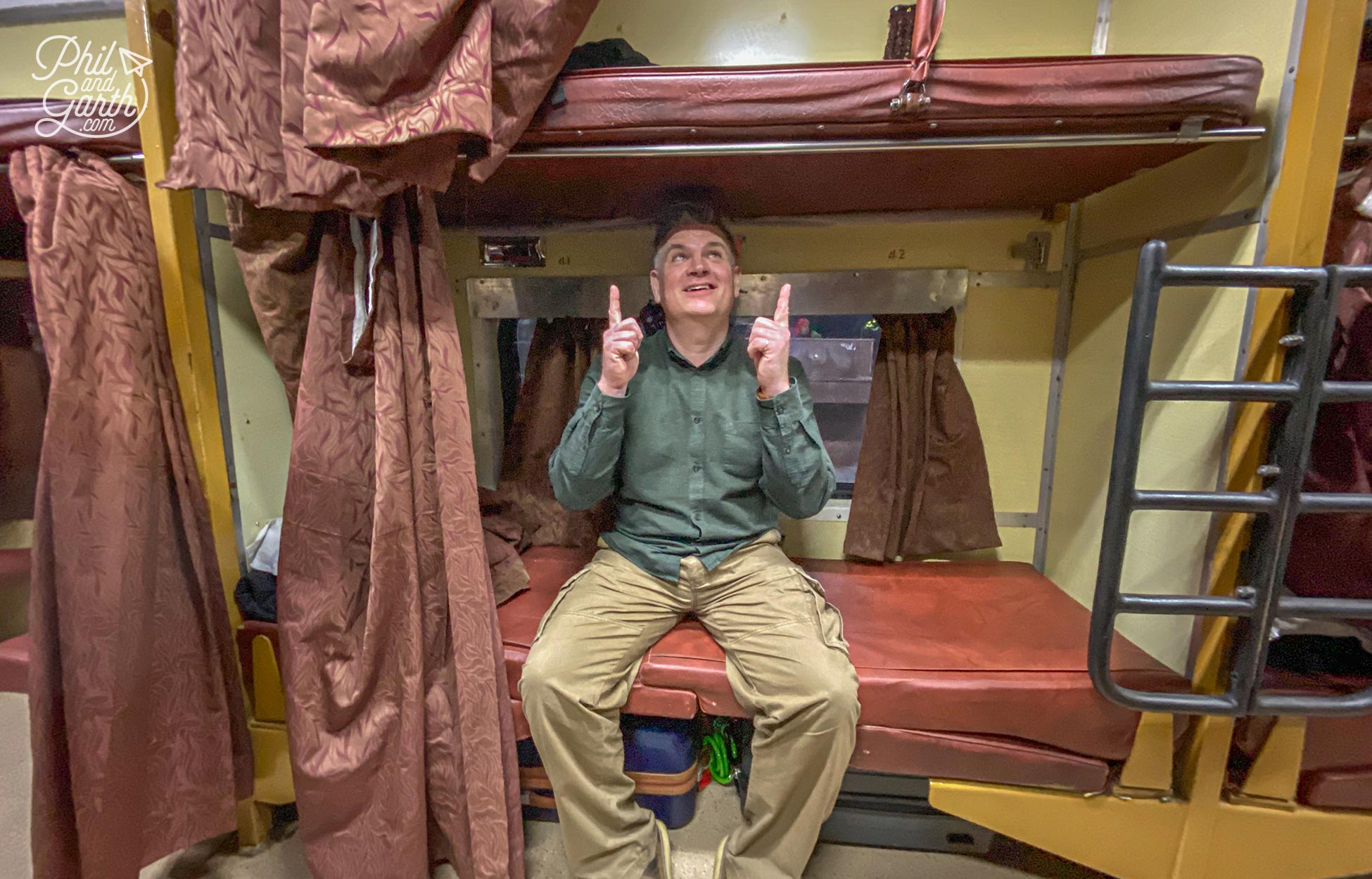 Phil's in the top bunk for our first sleeper train journey to Udaipur