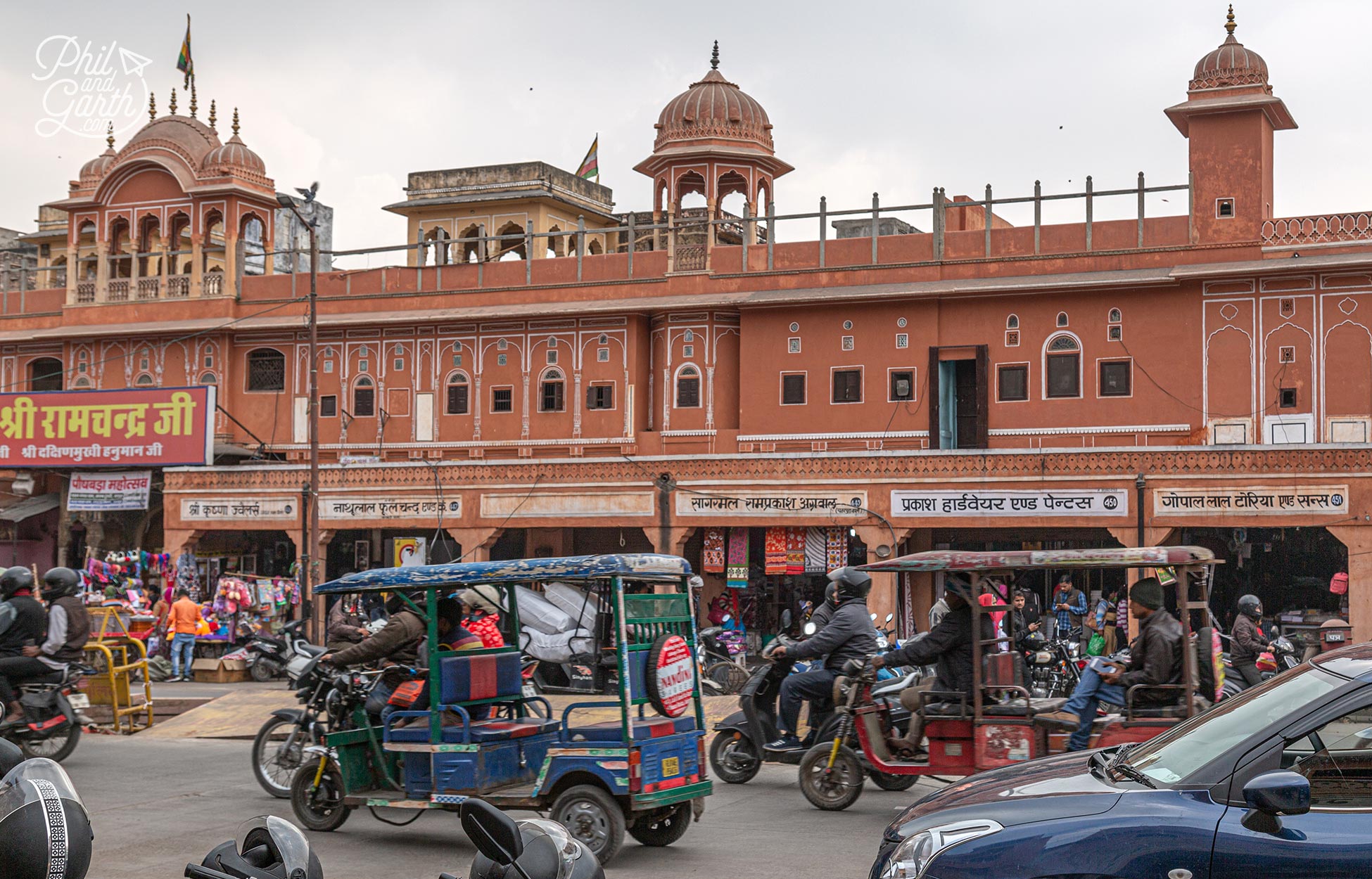 The Chandpole Bazaar shops line each side of the road