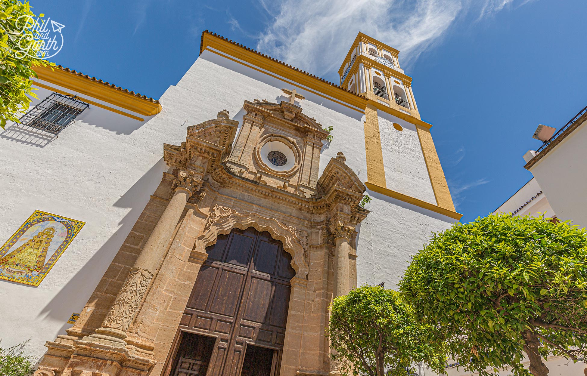 Apart from the door the exterior is simple in appearance. The bell tower used to be the mosque's minaret