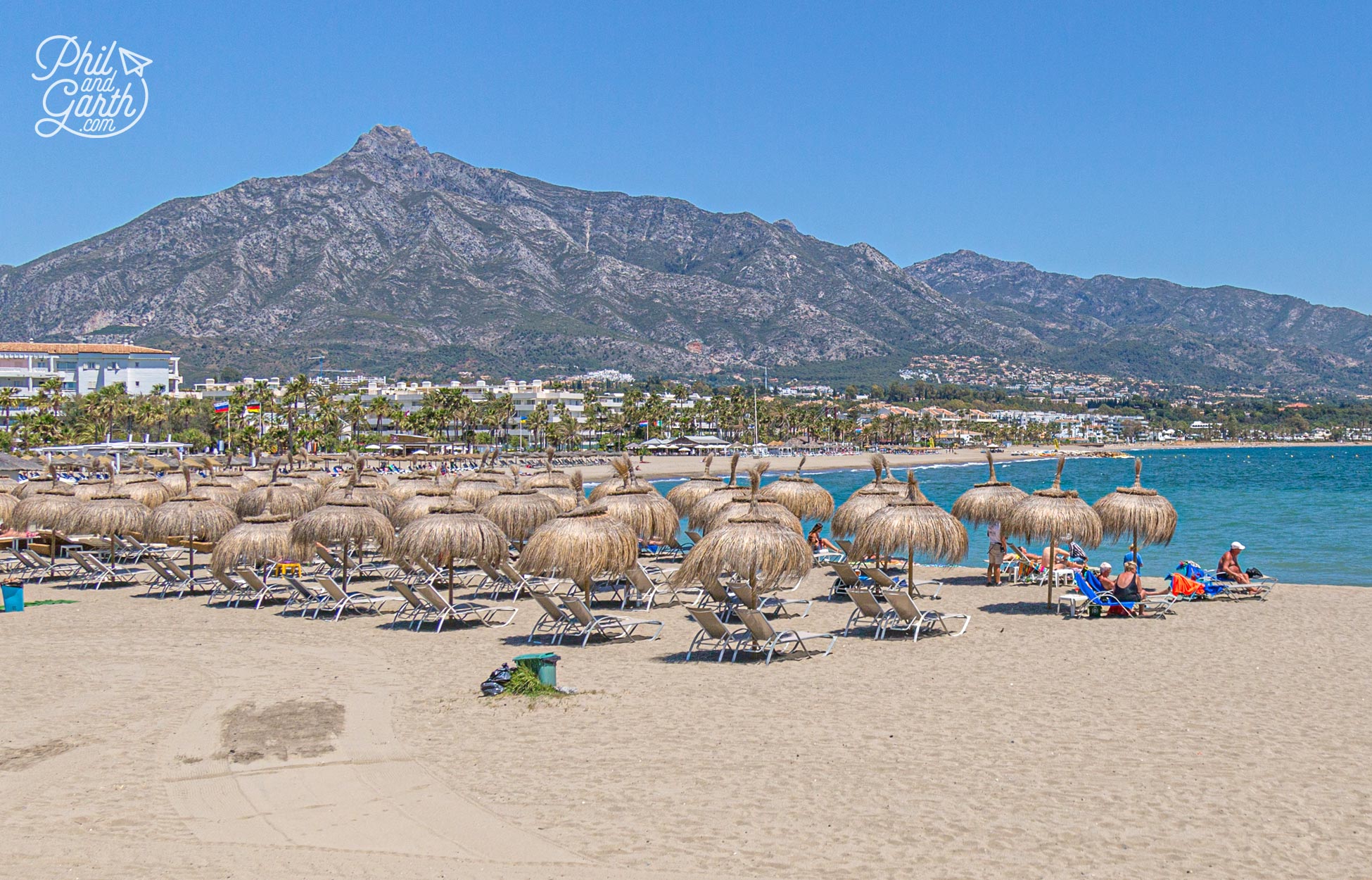 The sandy beach at Puerto Banús right next to the marina