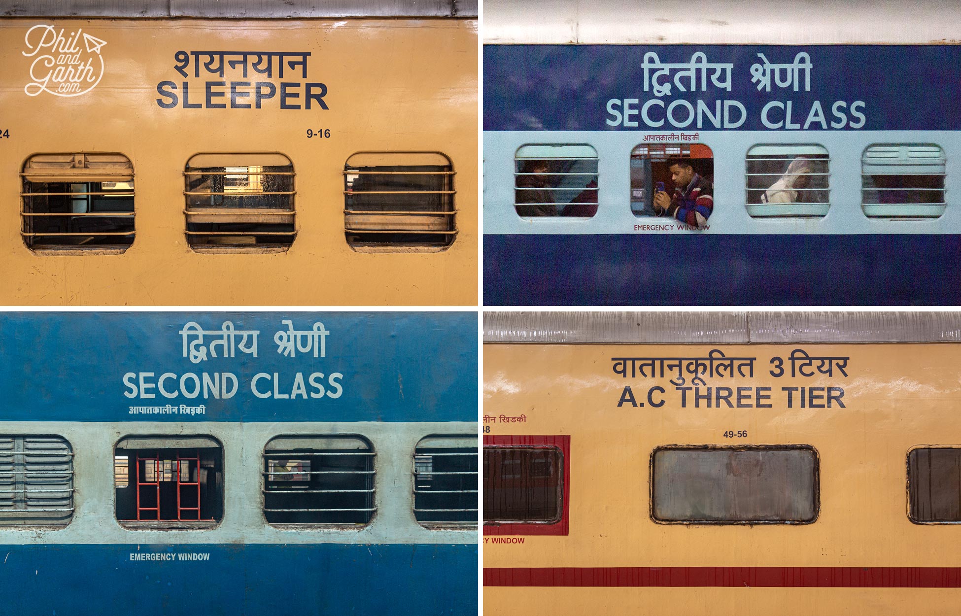 There are 8 different classes on Indian Railways but not on every train