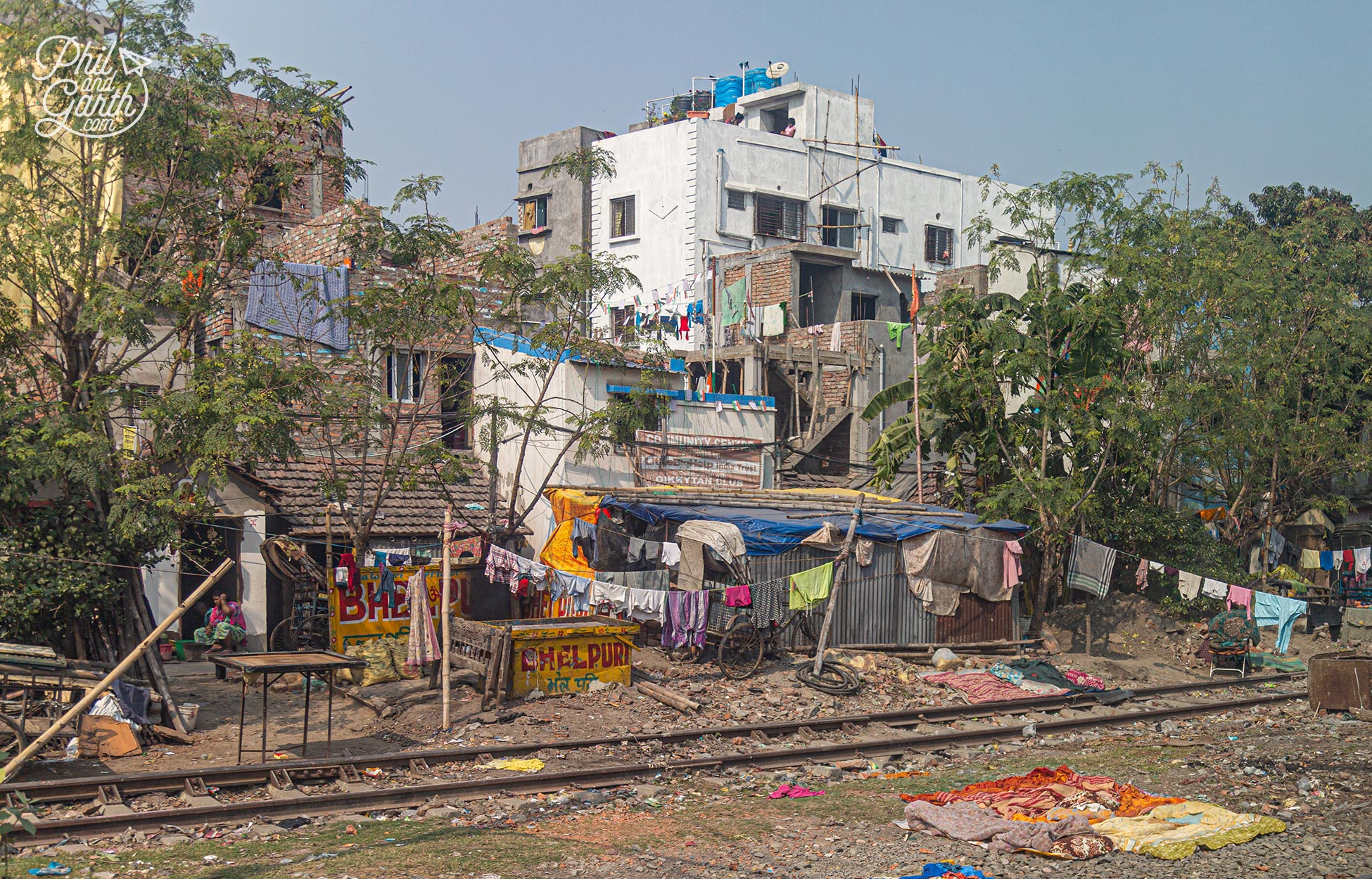 Views out of the window as we arrive approach Kolkata. Many poor people live right on the tracks