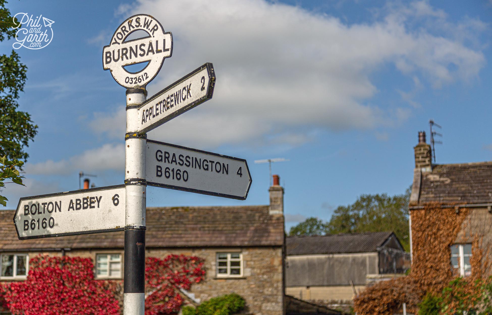 An old road sign in Burnsall