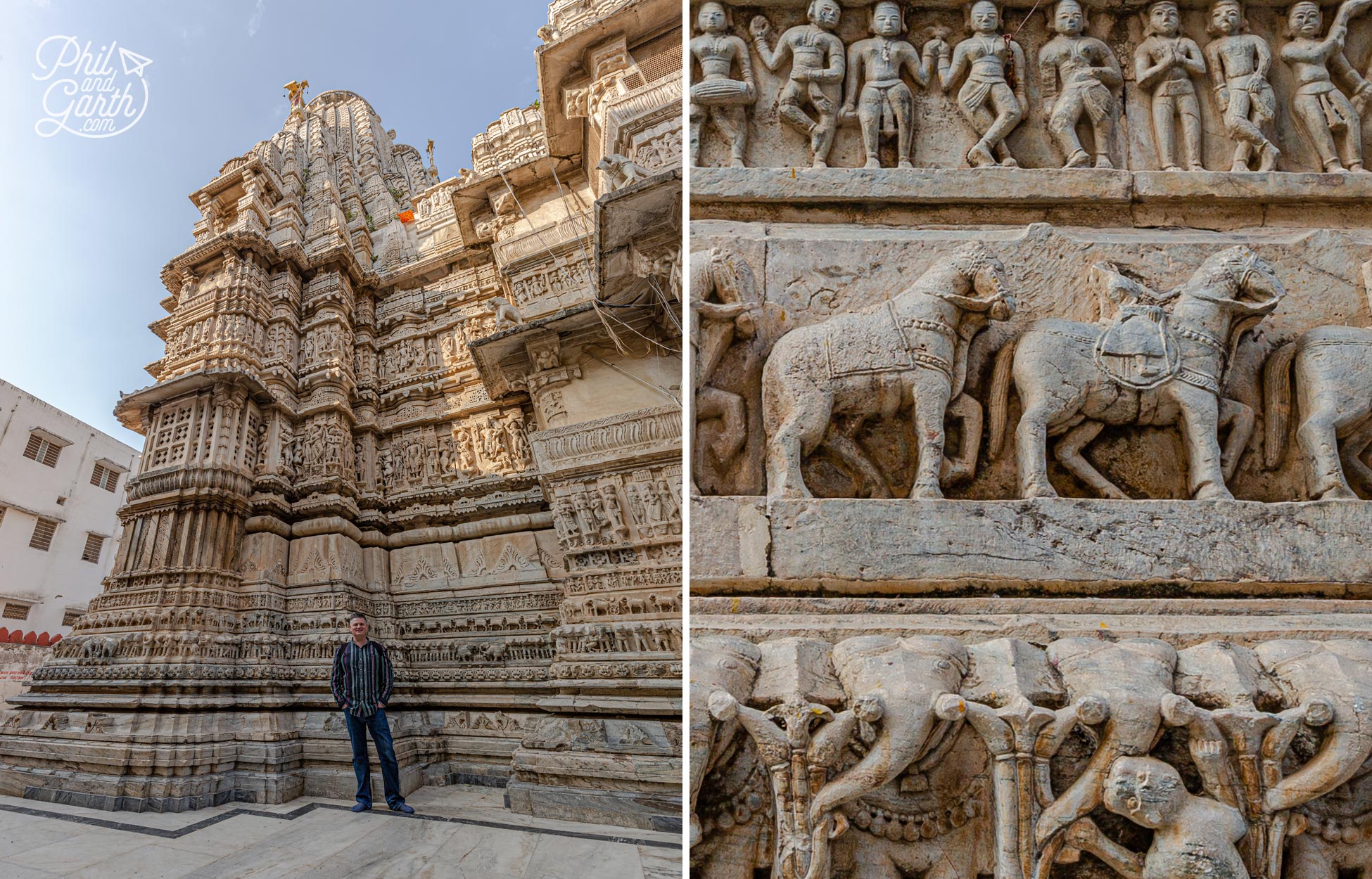 Phil next to the beautifully carved marble exterior 