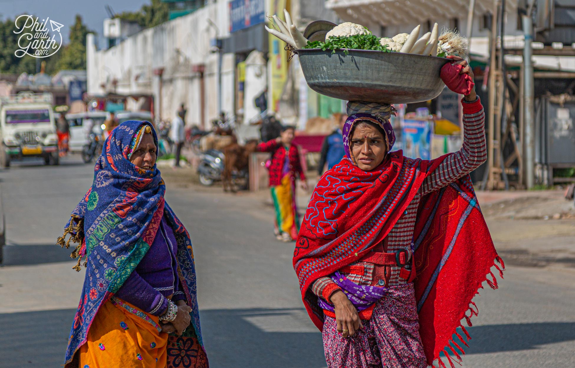 A couple of ladies wrapped up warm in Pushkar