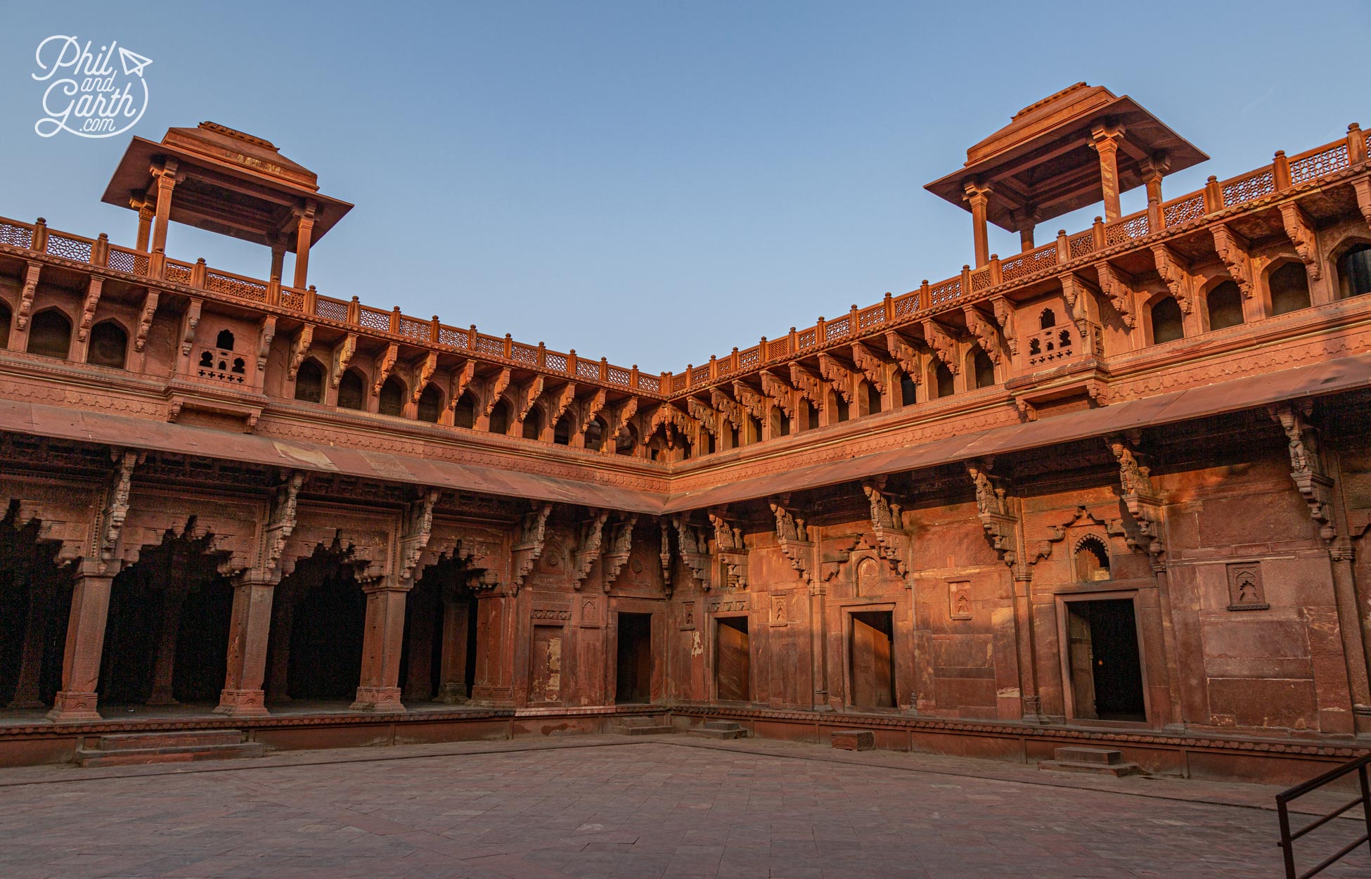 Hindu inspired architecture of the central courtyard within the Jahangiri Mahal Palace