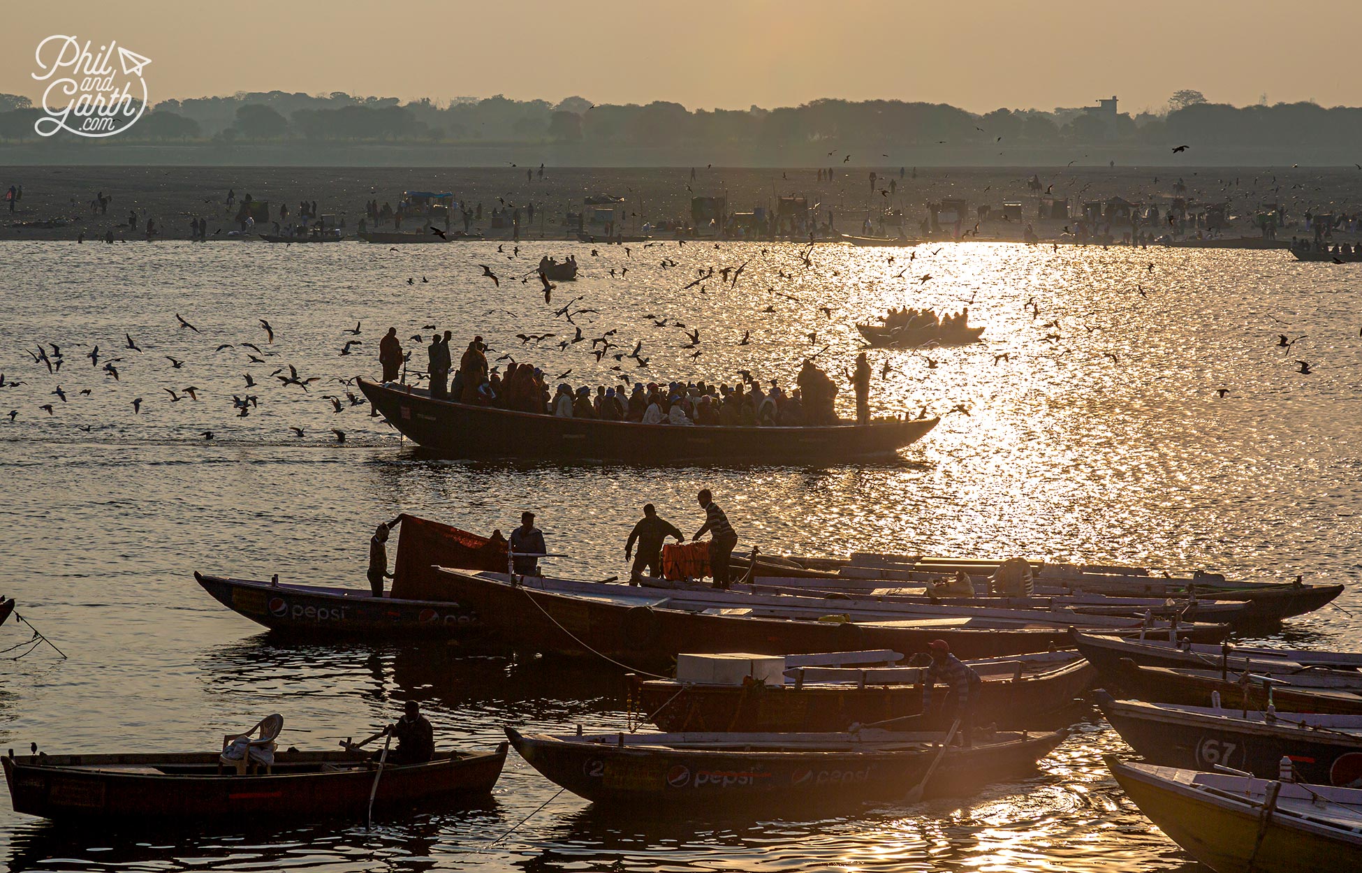 Atmospheric views of Varanasi from the River Ganges early morning