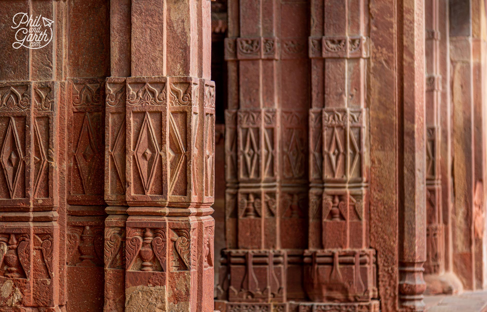 Detail of some of the bas-relief columns