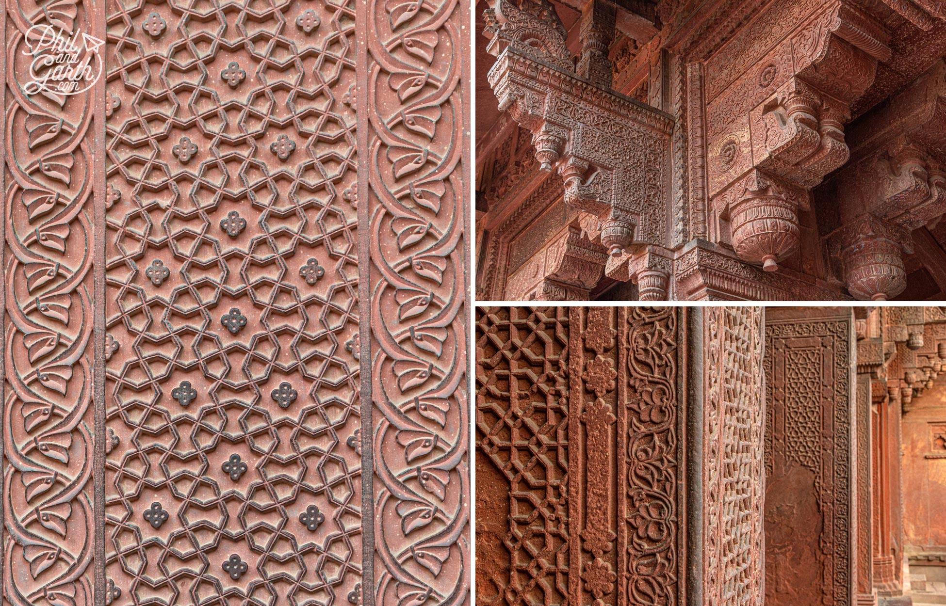 Details of the bas-reliefs in the courtyard - a blend of Hindu and Persian styles