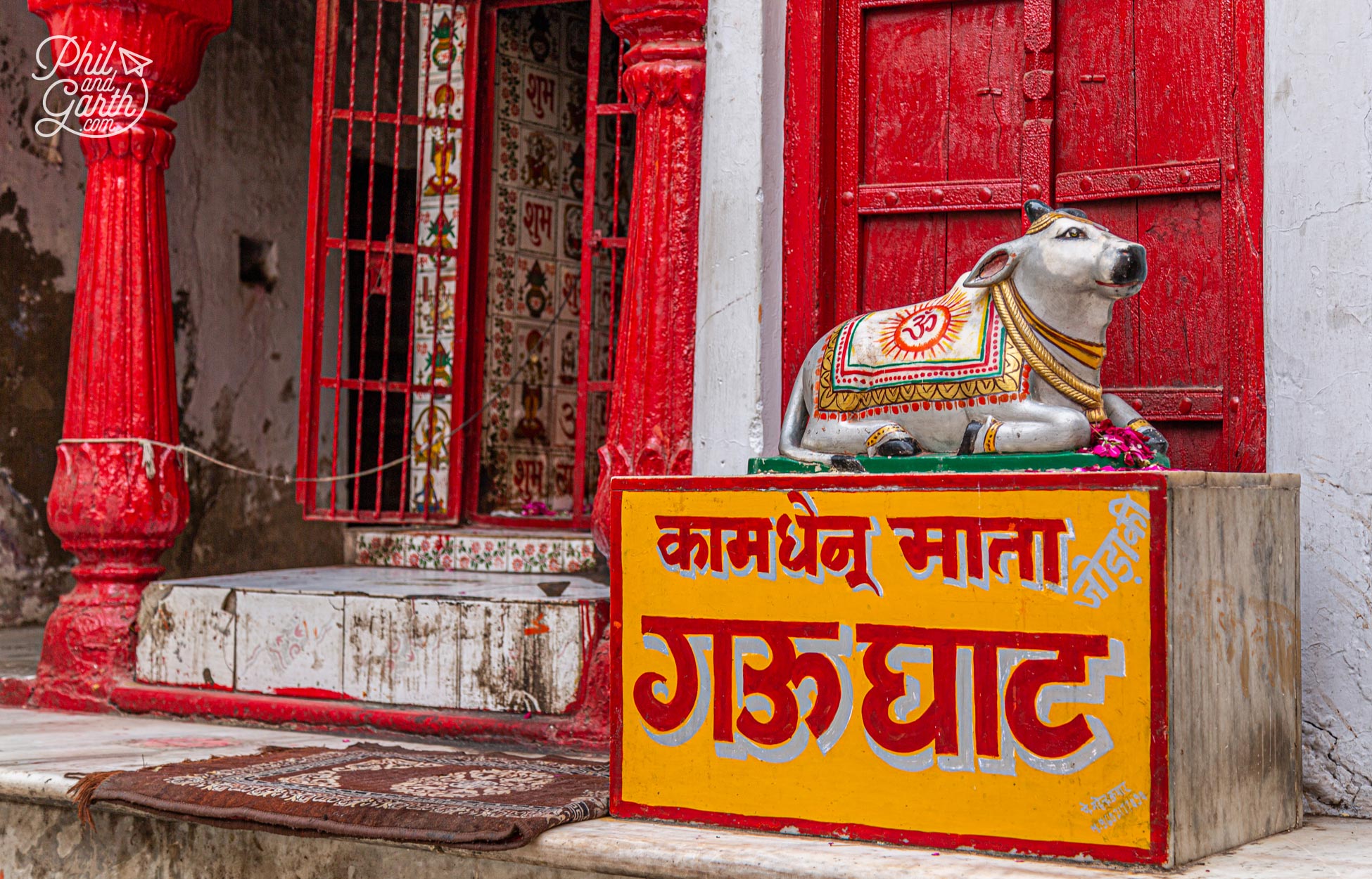 The 'mother of all cows' welcomes you to the Kamdhenu Mata Gau Ghat. Also known as the Gandhi Ghat