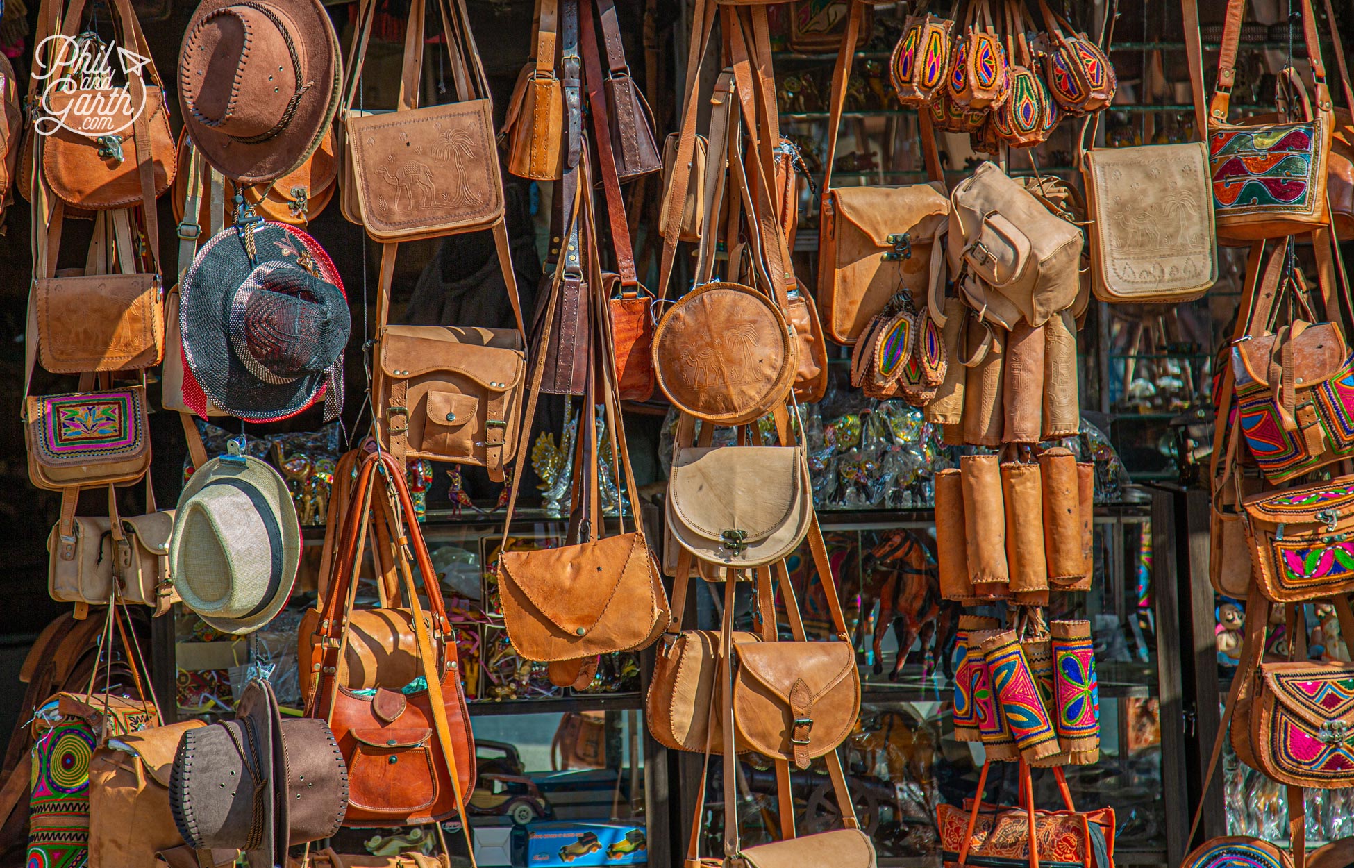 Leather goods for sale, we were tempted to buy a satchel