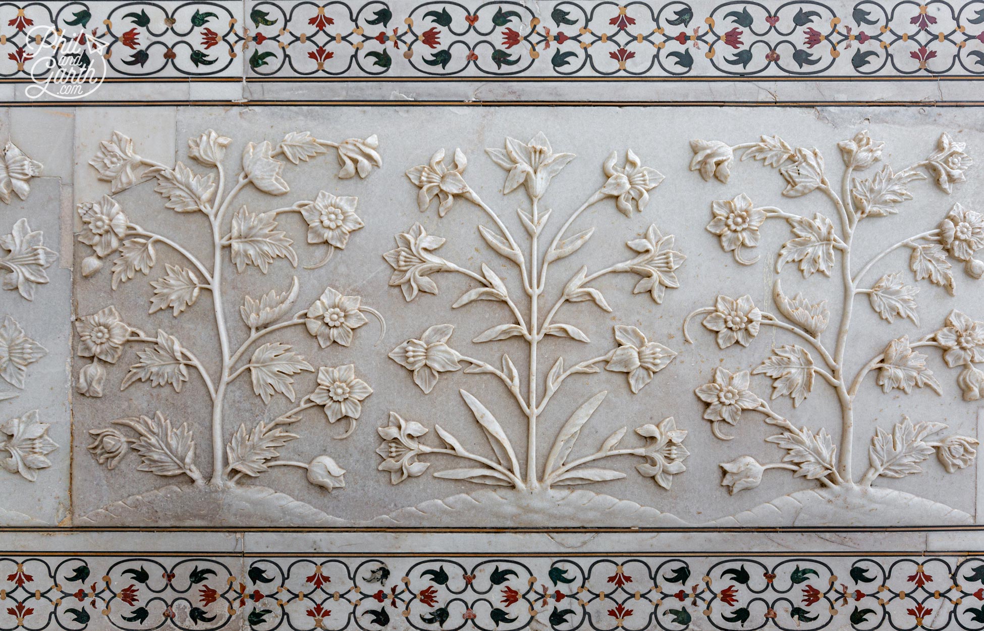 Marble bas-relief detail of flowers