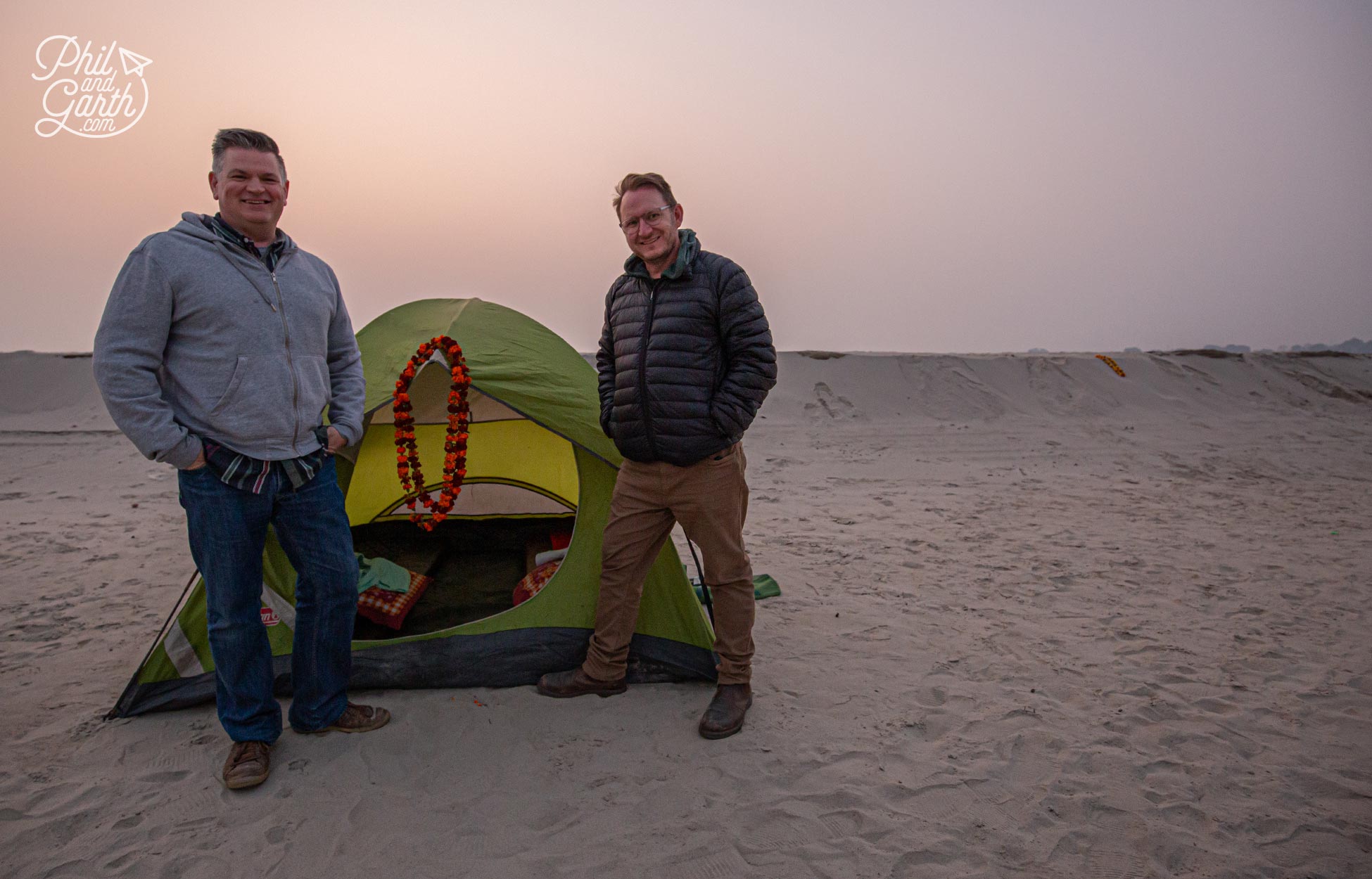 Our tent for the night, on a sandy island right in the middle of the River Ganges