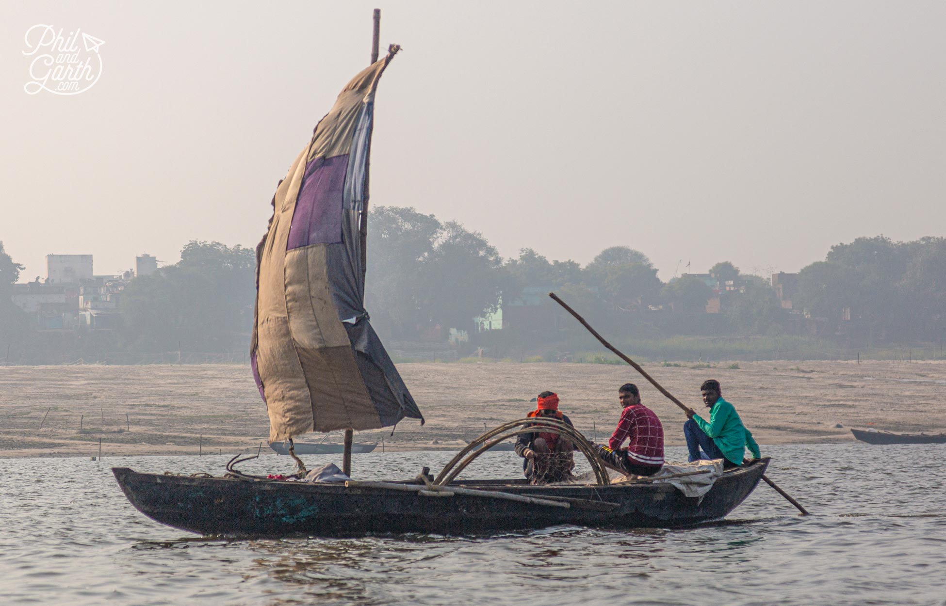 Passing some fishermen on the River Ganges