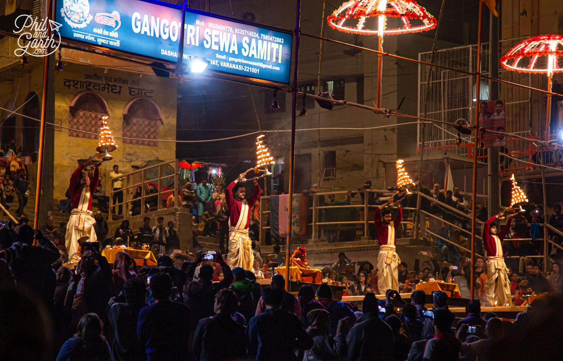The Ganga Aarti is performed every night on the Dashashwamedh Ghat