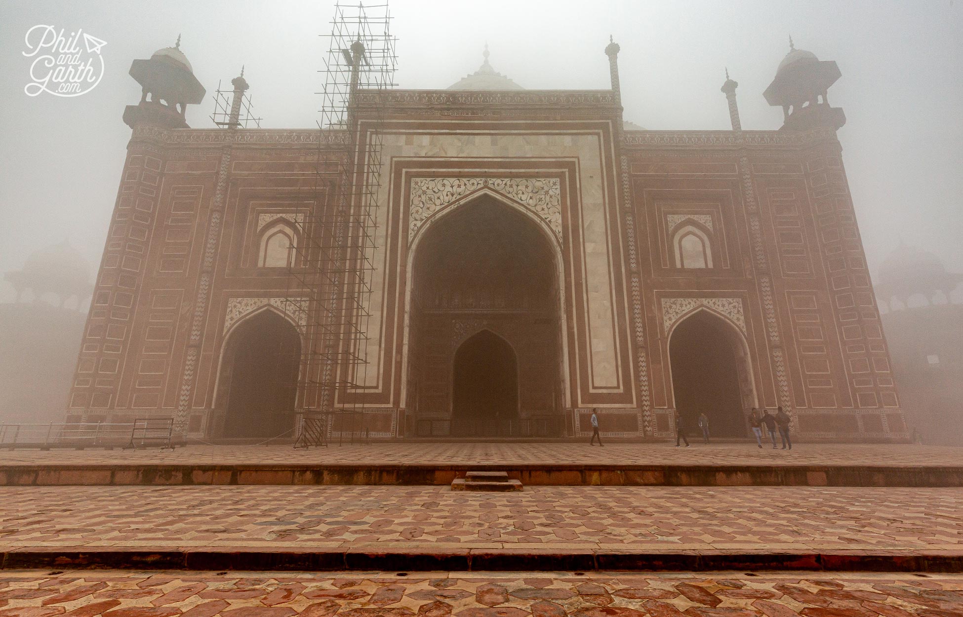 The guest house mirrors the architecture of the mosque opposite