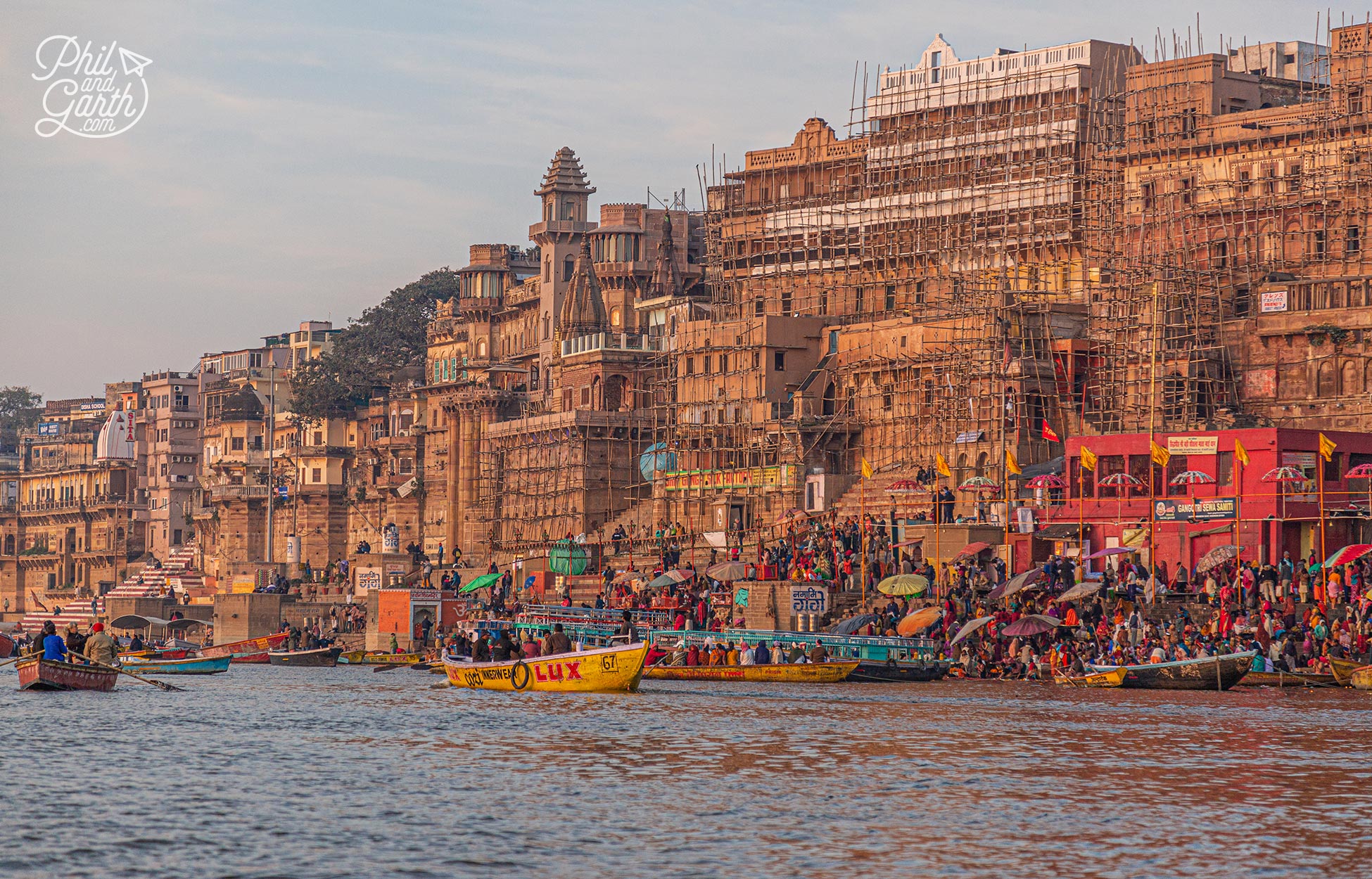 The Varanasi ghats are a hive of activity first thing in the morning