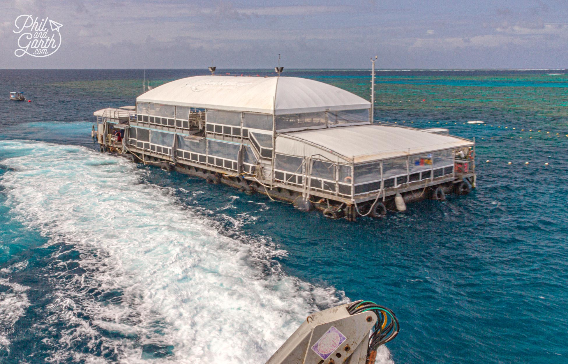 Arriving at Quicksilver's moored platform at the Agincourt Reef of the Great Barrier Reef