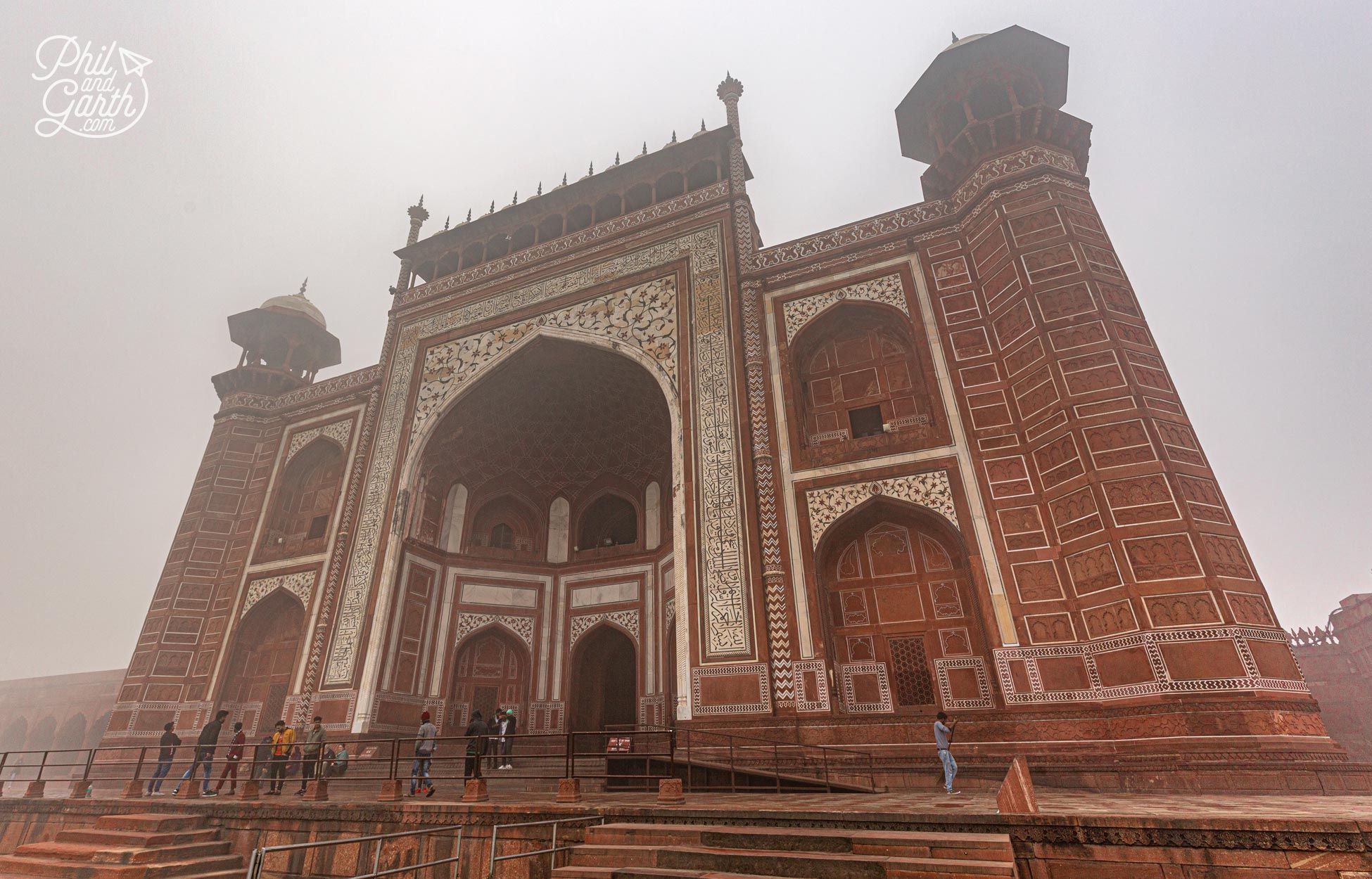 The north gate entrance and exit to the Taj Mahal