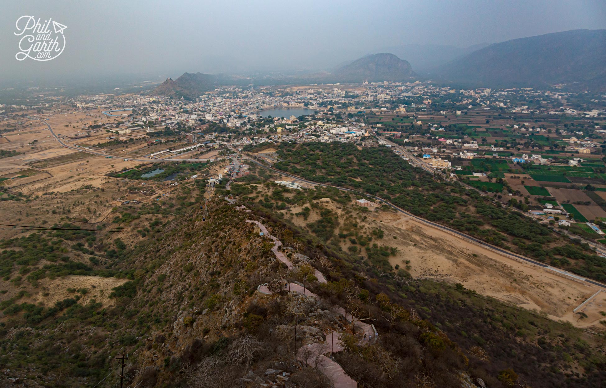 The view of the desert and Pushkar from Savitri Temple
