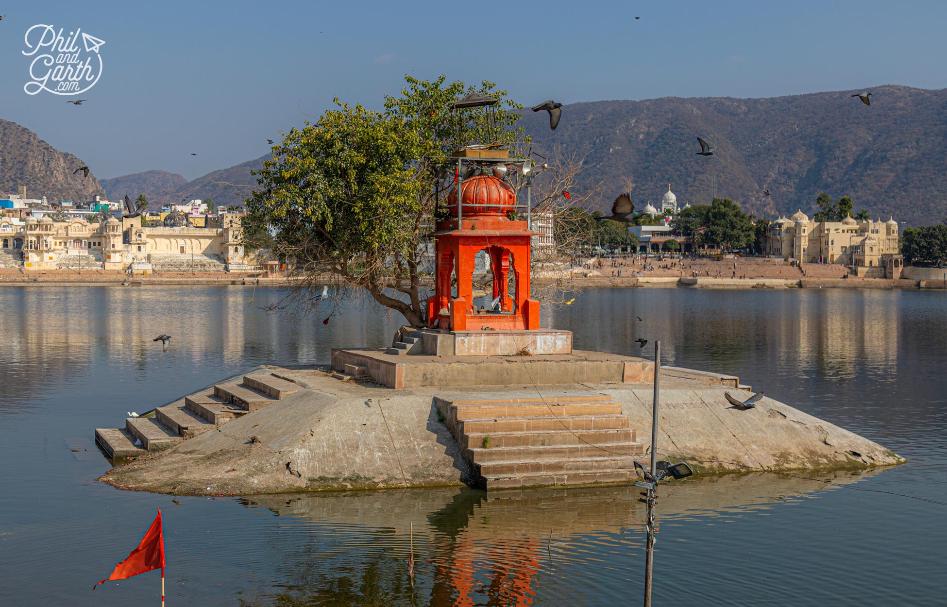 There's a small island in the middle of lake with an altar carved in white marble