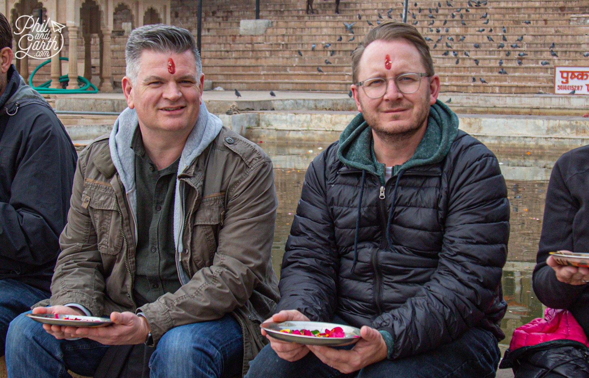 We were blessed by a priest at the main Gau Ghat. It cost us 100 INR each (£1)