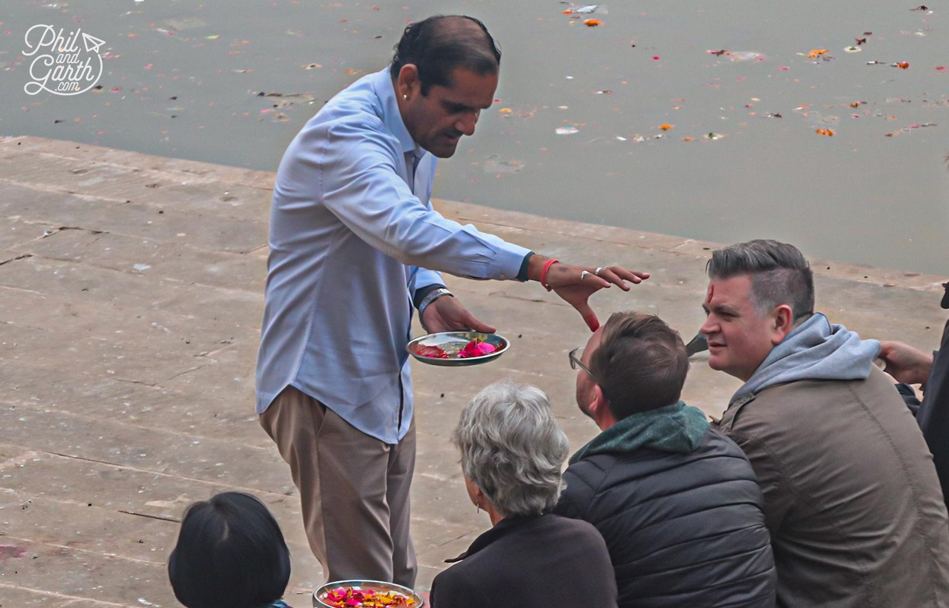 Garth getting blessed by our Brahmin priest