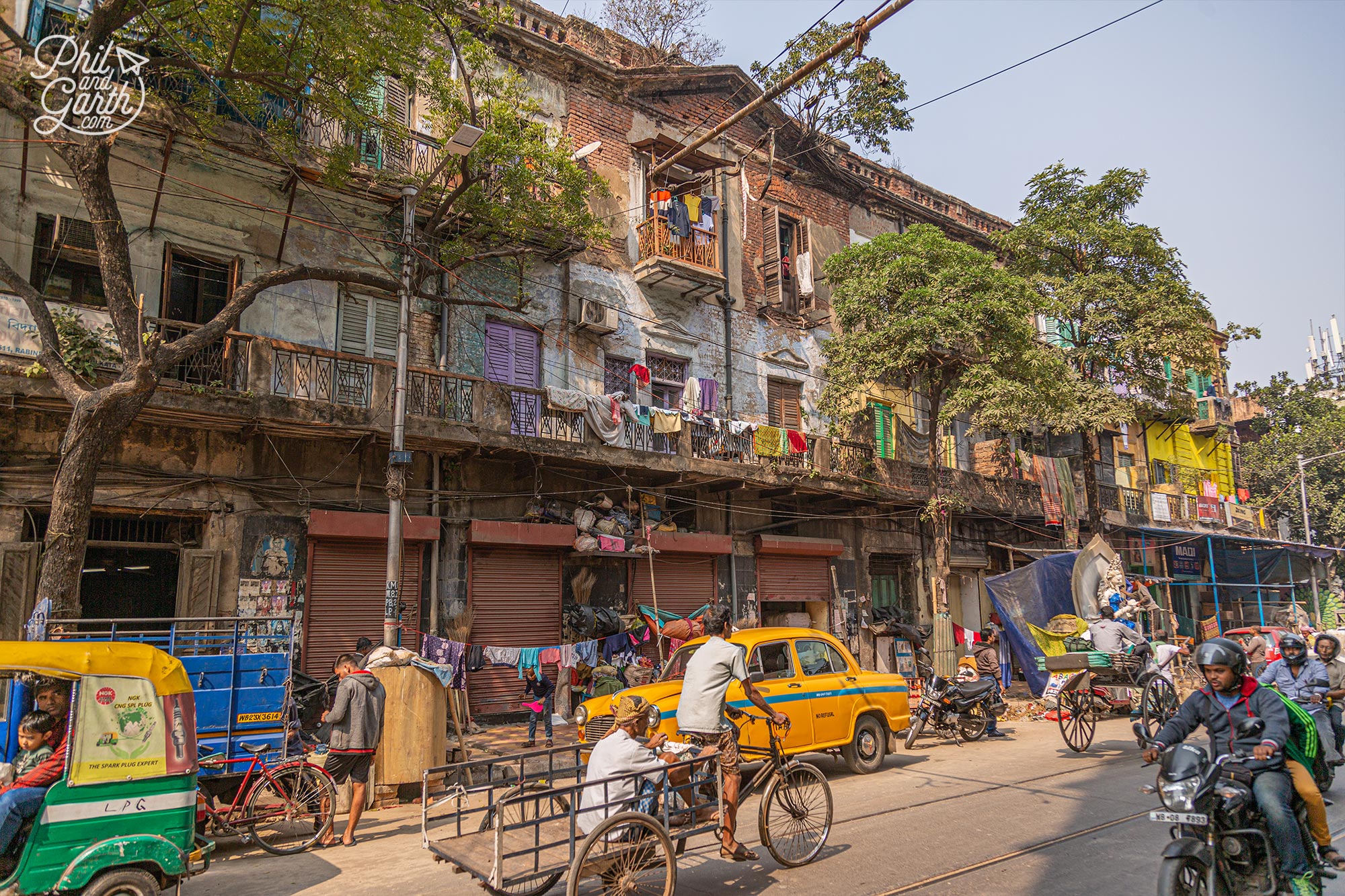 Kumartuli is located in North Kolkata where tuk tuks are allowed on the streets