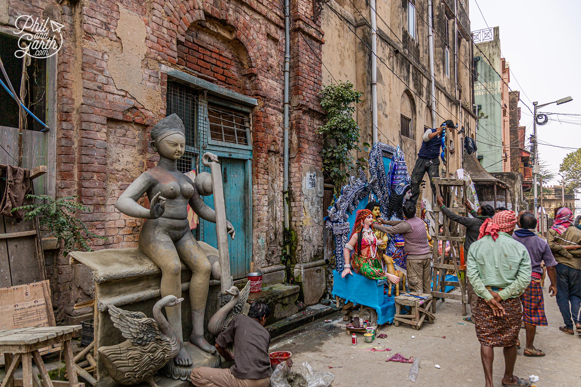 The clay modellers work on the streets and in back to back artist studios