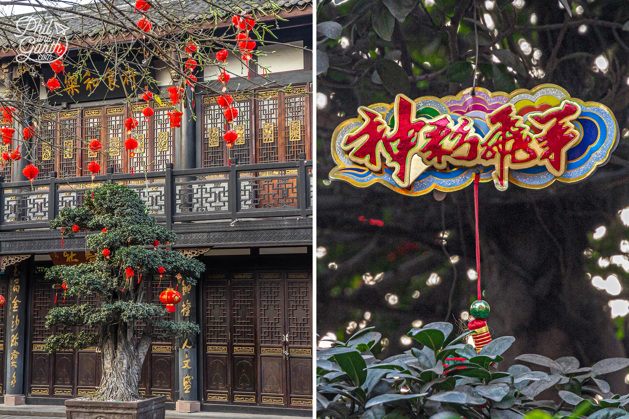 Highly decorated trees in Chengdu China