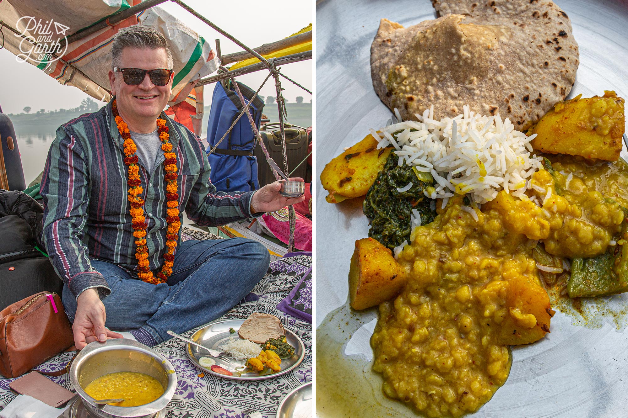 Our delicious lunches of rice, aloo gobi, dal, cheesy spinach and chapatis