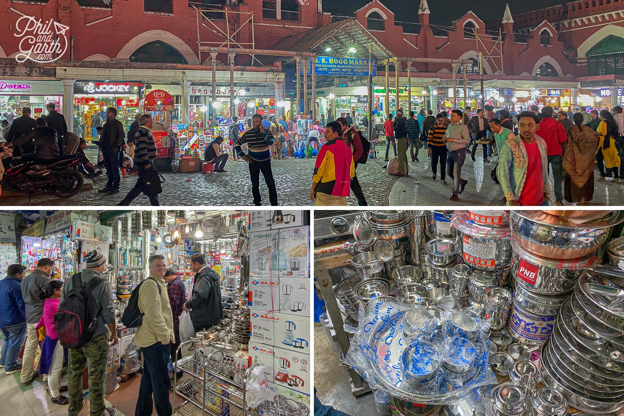 Phil at New Market haggling for some thali dishes to buy. The market closes at 8pm