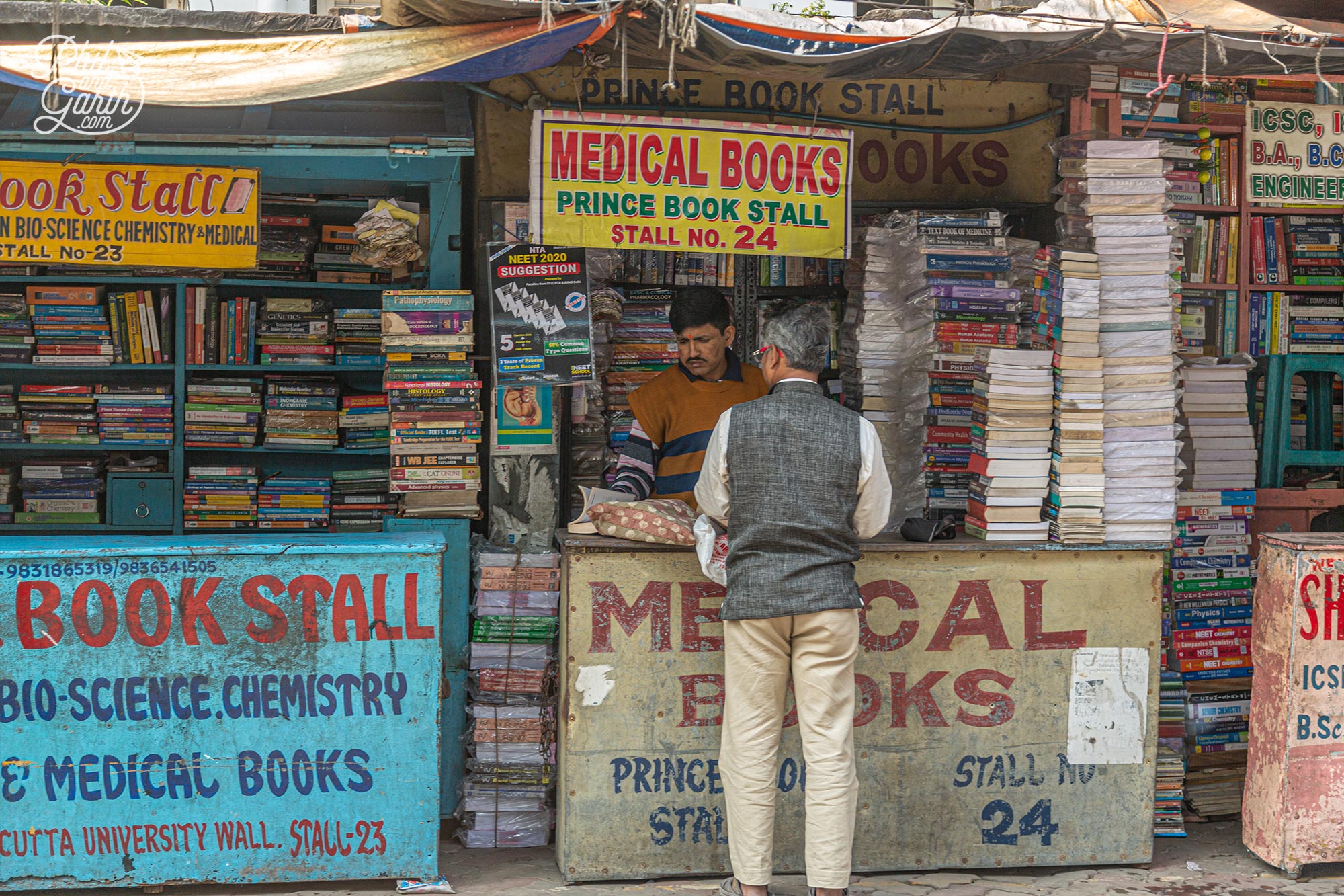 Second hand university books for sale on College Street Kolkata, India