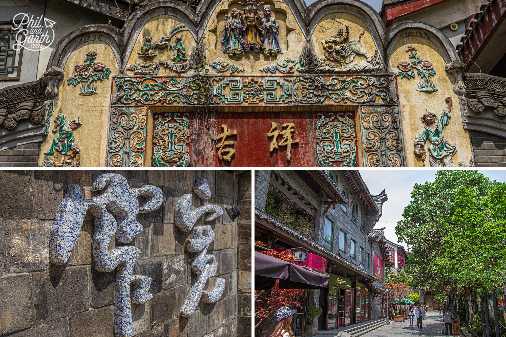 Some ceramic artworks on wide and narrow alley