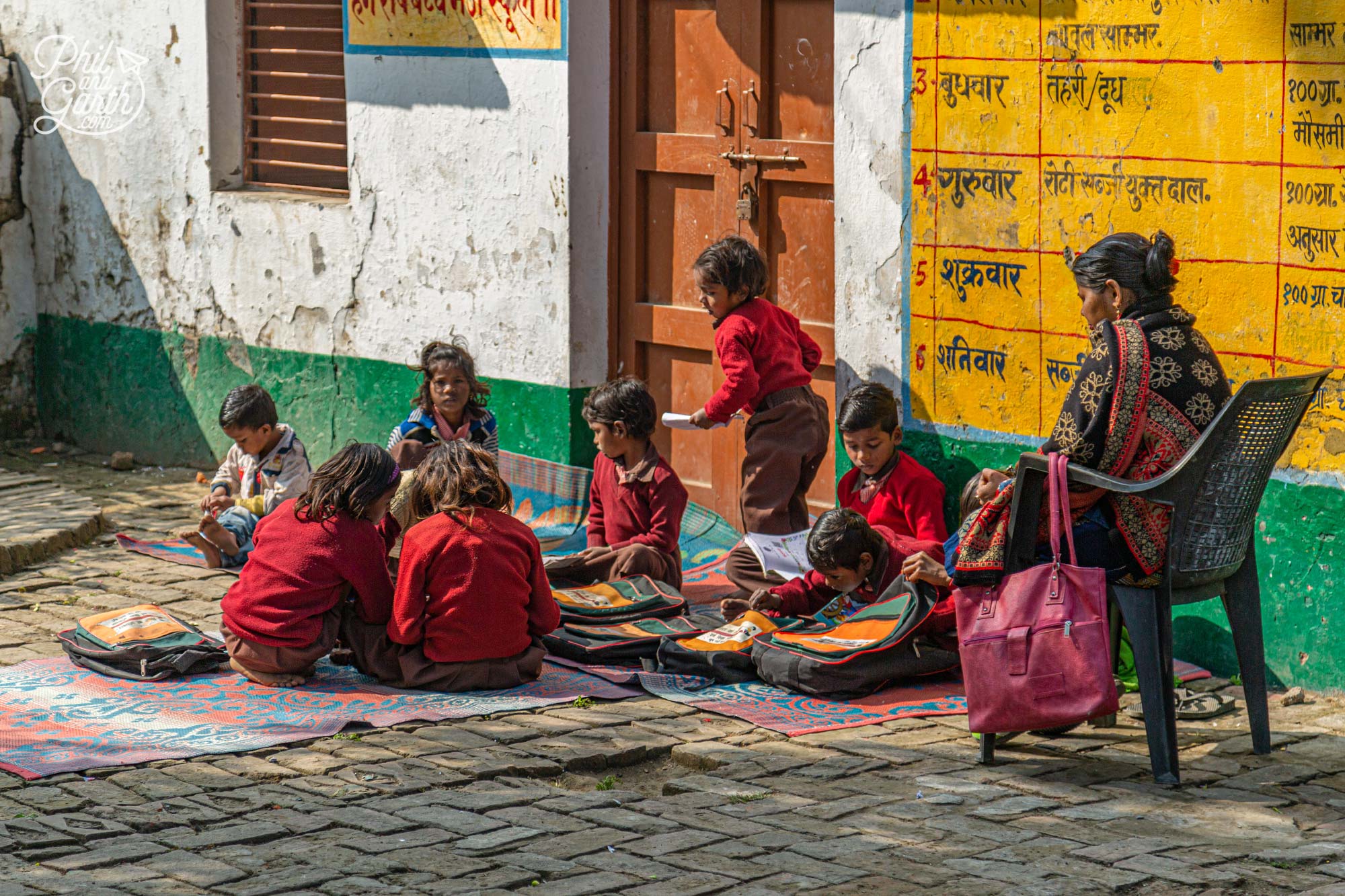 Visiting a primary school in the village of Sherpur