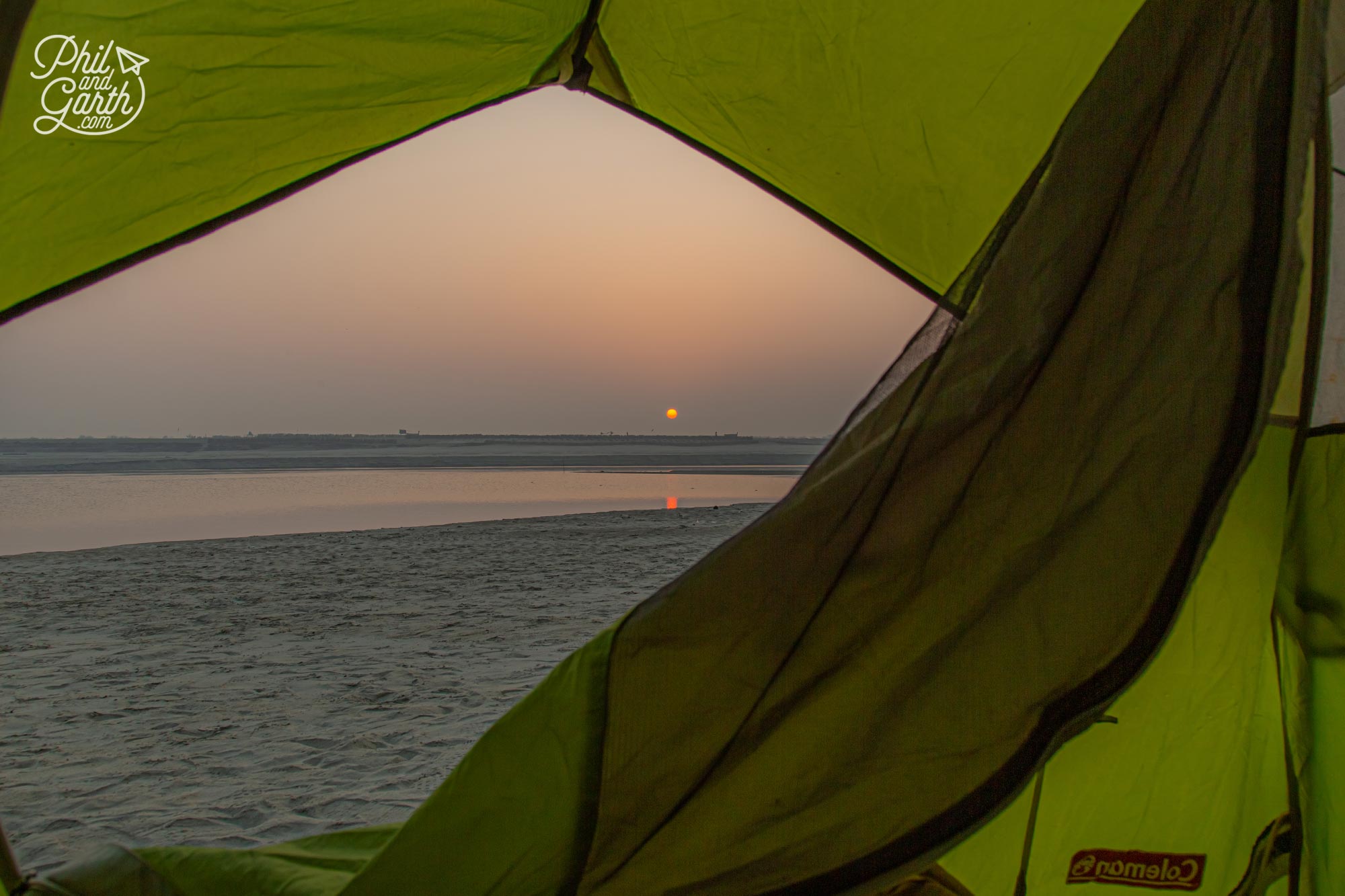 Magical moment watching the sunrise over the River Ganges from our tent