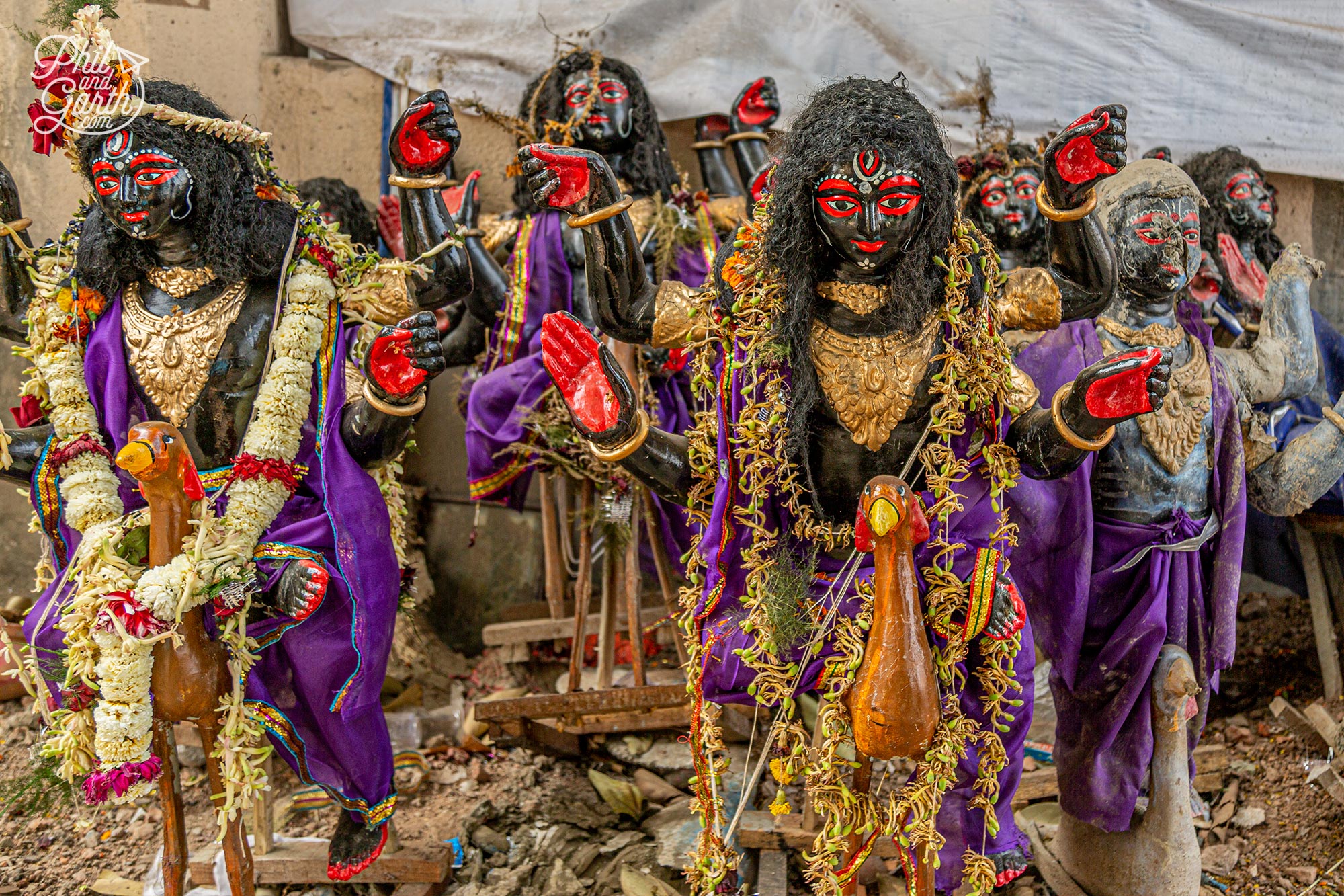 We found these used idols waiting to be disposed of in the Hooghly River next to the flower market