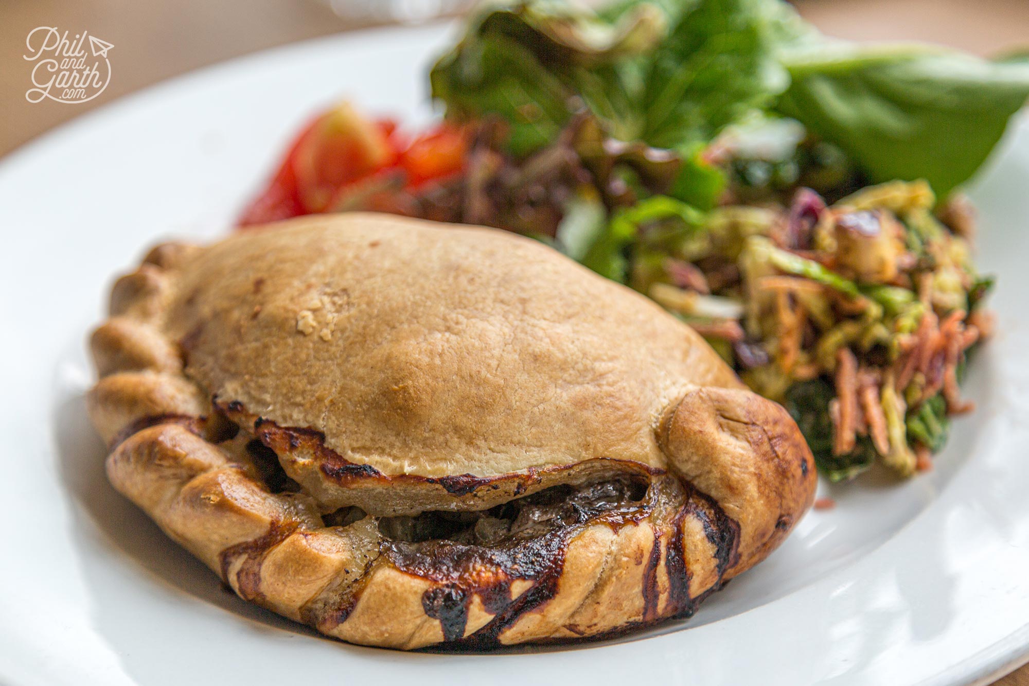 A delicious Cornish pastie from the Hole Foods Cafe in Mousehole