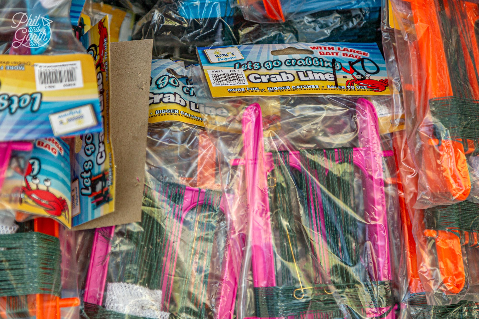 Crabbing kits are easily available to buy in the Whitby souvenir shops