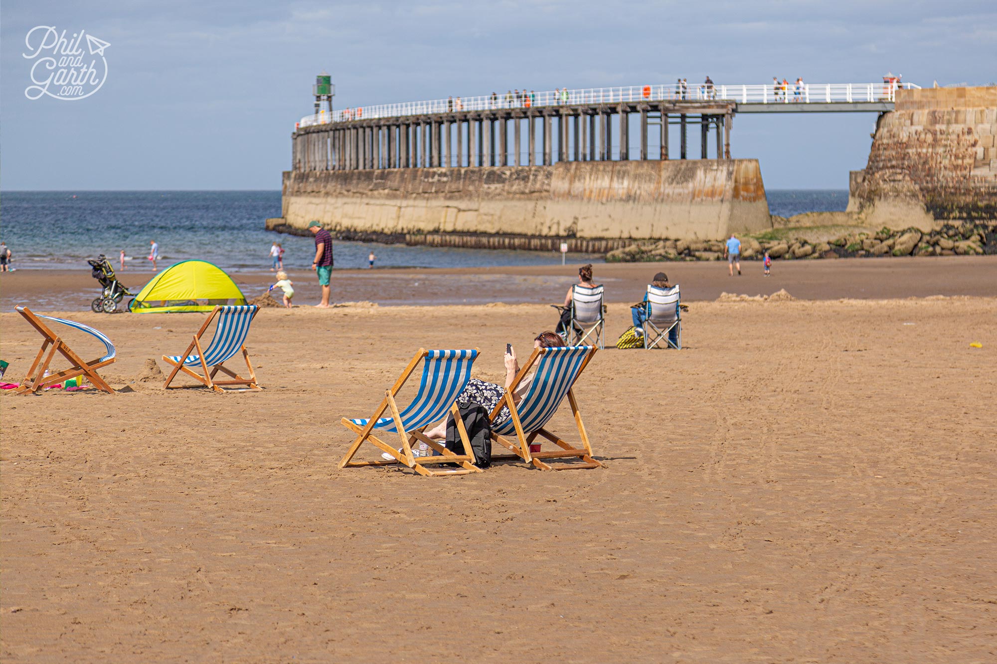 Deckchairs are available for hire on Whitby Beach