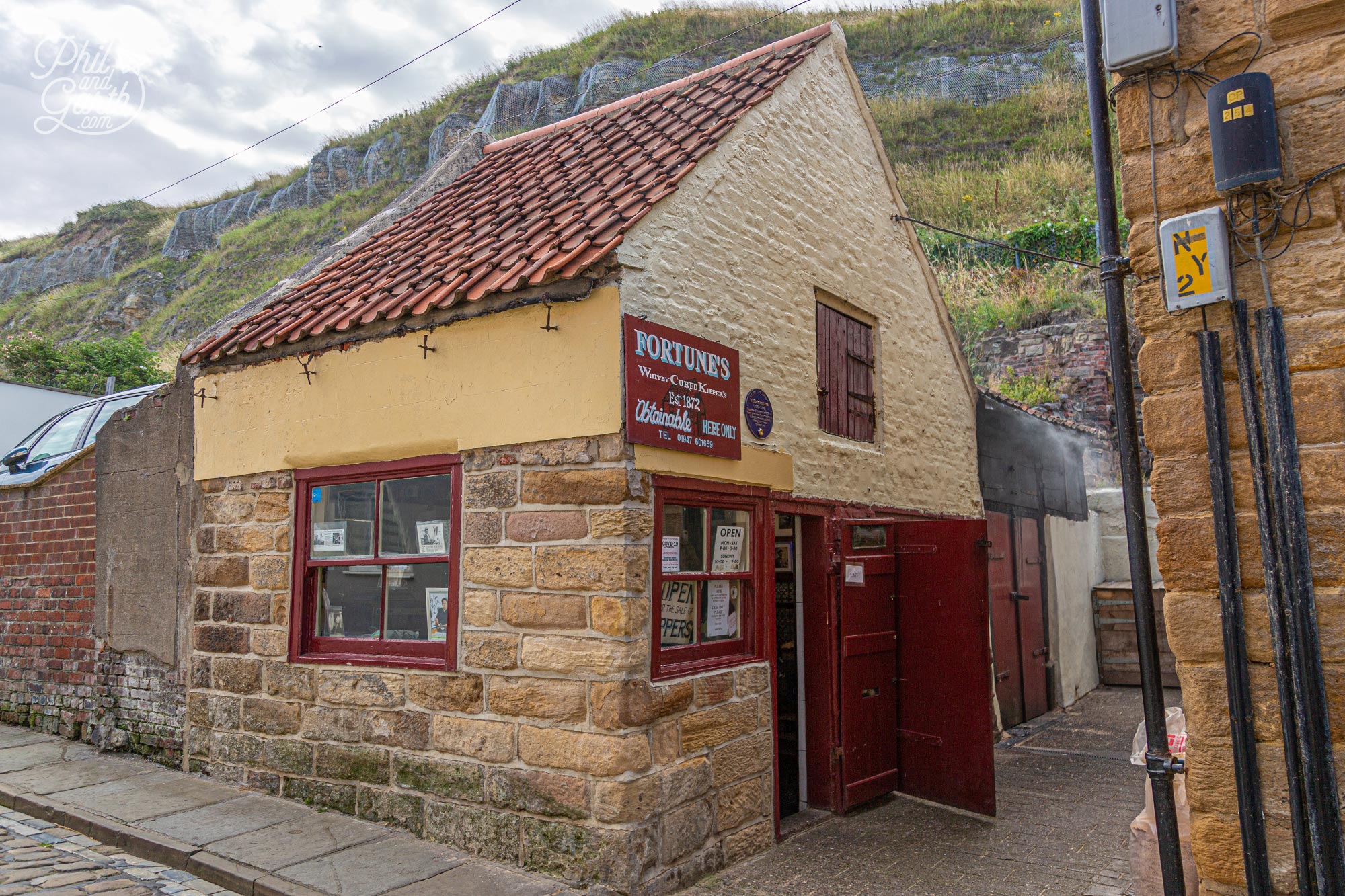 Buy some traditional oak smoked kippers from Fortunes - Look at the smoke coming out of the doors 