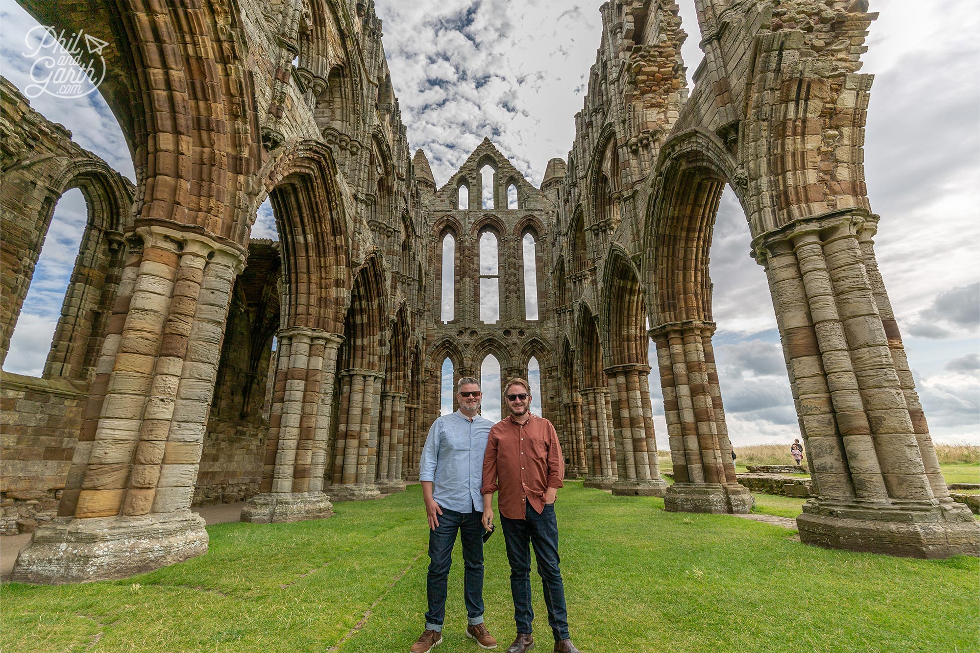 Phil and Garth at the Gothic ruins of Whitby Abbey