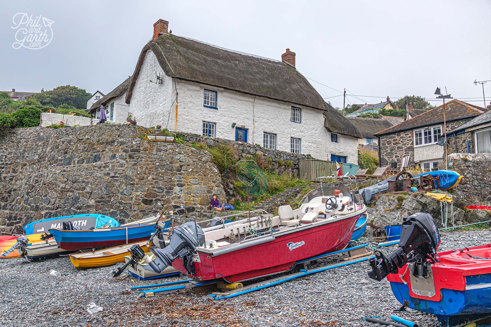 Cadgwith has two small pebble beaches where boats are winched onto the slipway
